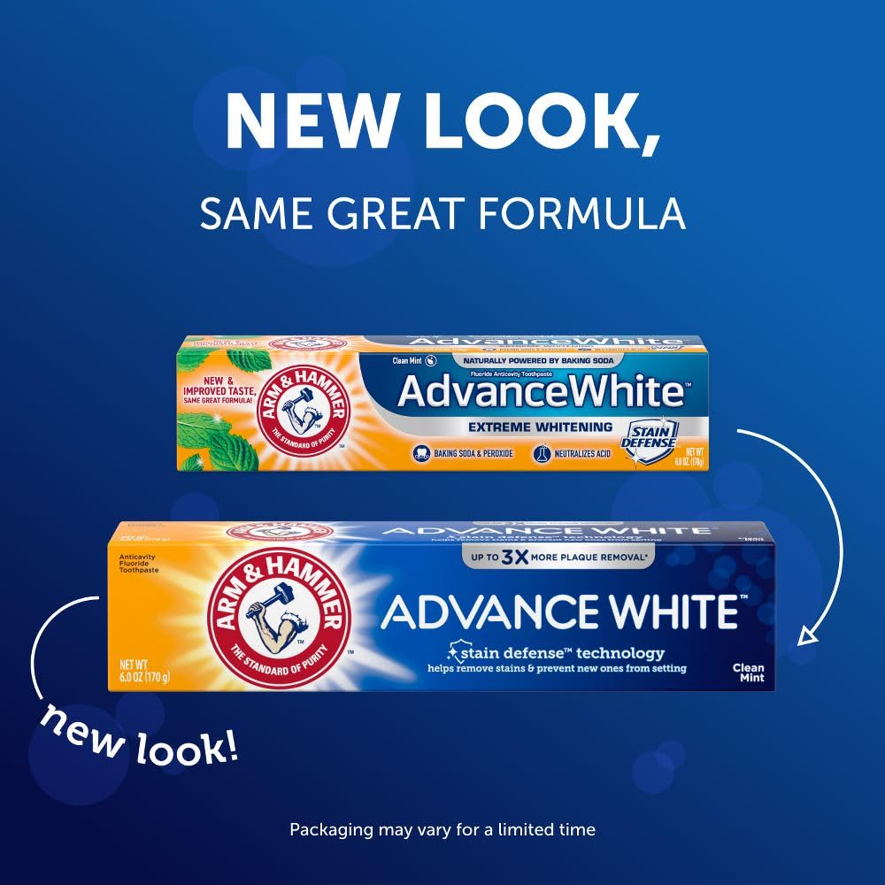 ARM & HAMMER Advance White Toothpaste, Clean Mint, Extreme Whitening 4.3 oz ( Pack of 6)