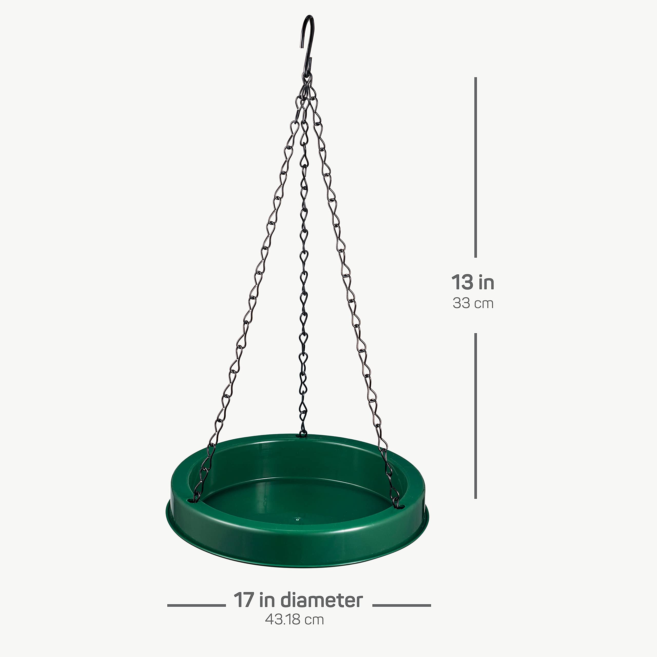 Plastic Bird Bath Tray & Feeder 20 oz [Set of 2] Hanging Bird Baths for Outdoors & Indoors, Bird Water Feeder with Circular Perch - Small Bird Bath 17-Inch Round Design and Lightweight (Green)  - Like New