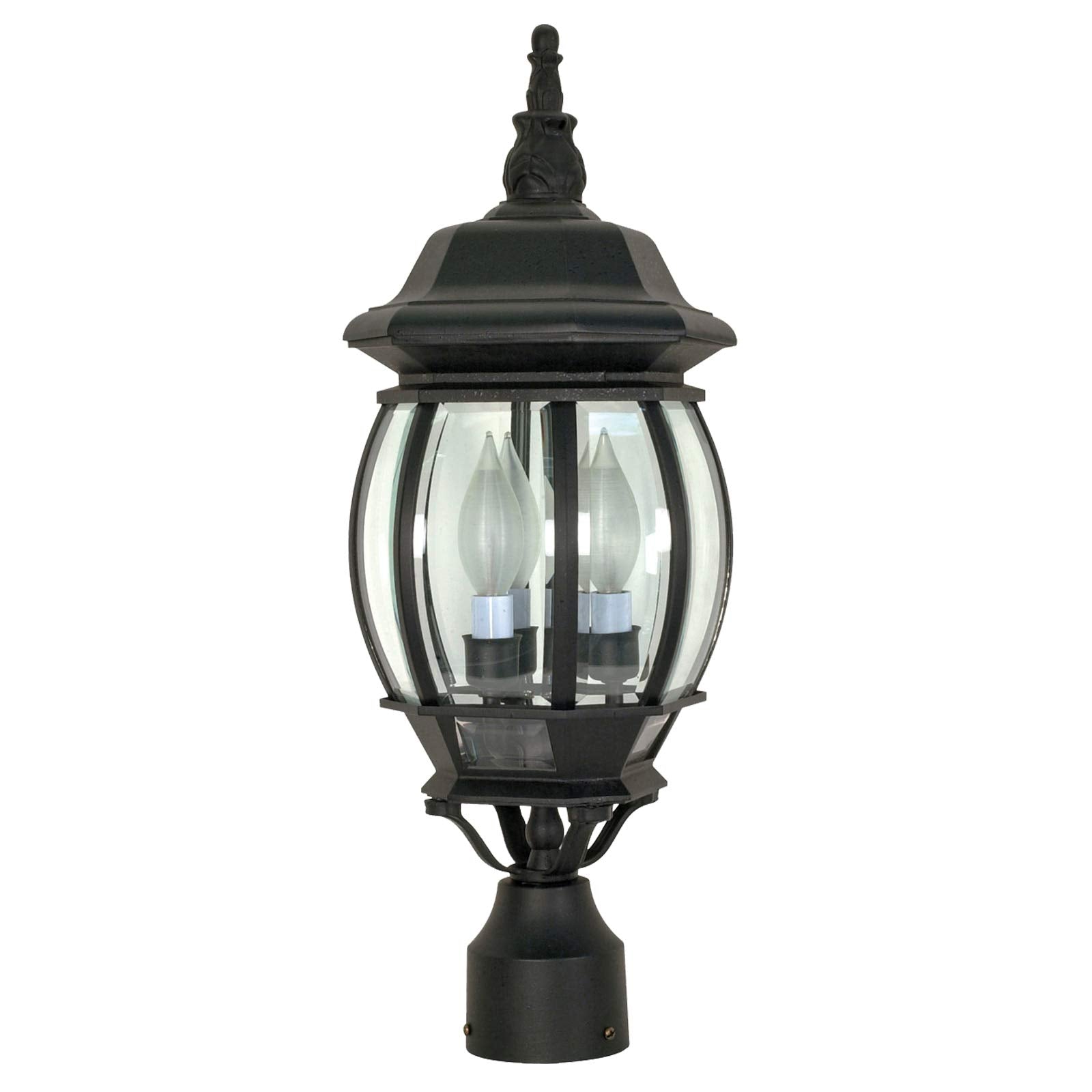 Ciata Lighting 3 Light Outdoor Aluminium 21 inch Outdoor Post Lantern, Clear Glass Shade Voltage: 120, Wattage: 60, Clear Beveled Glass Panels.  - Like New