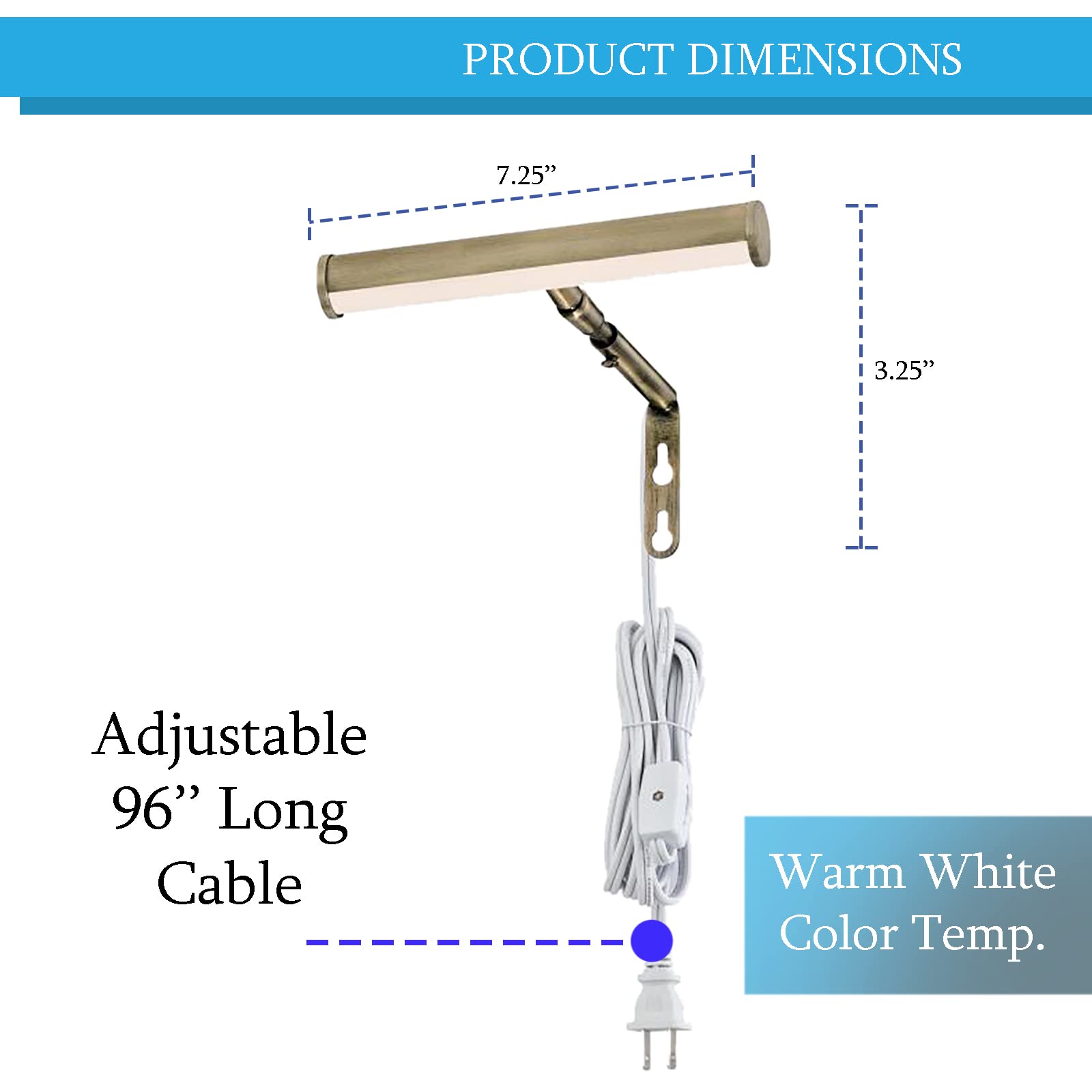 Ciata Lighting Slimline Picture Light with Detachable Polarized Plug  - Like New