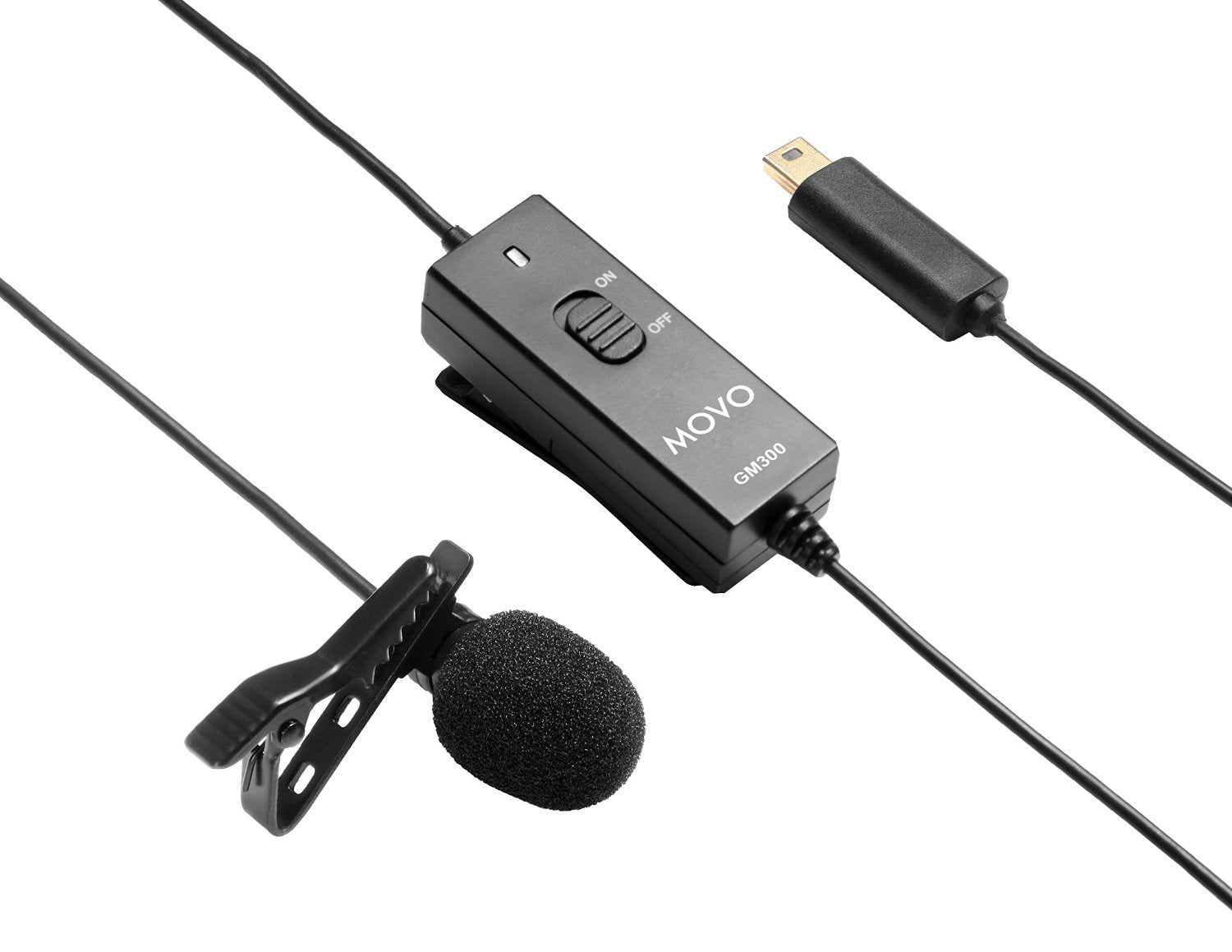Movo GM300 Lavalier GoPro Microphone - Omnidirectional Lavalier Microphone Compatible with GoPro HERO3, HERO3+ and HERO4 Black, White and Silver Editions (9-Foot Cord)  - Like New