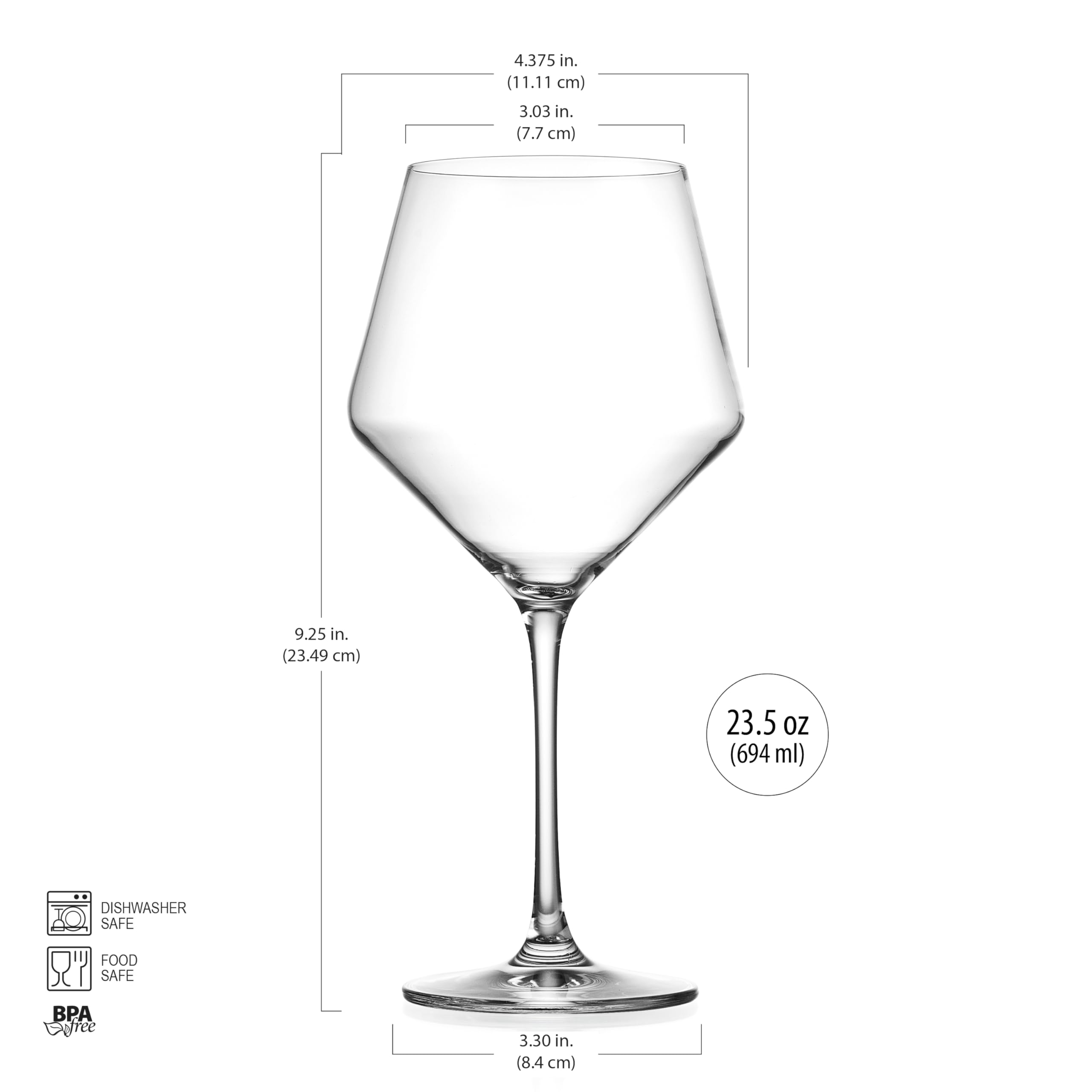 Glaver's Red Wine Glasses Set Of 4, 23 Oz Large Crystal White Wine Glass, Elegant Thin Rim, Modern Long Stemmed Wine Glasses, Pretty Gifting Wine Glasses. Home Bar Uses.  - Like New