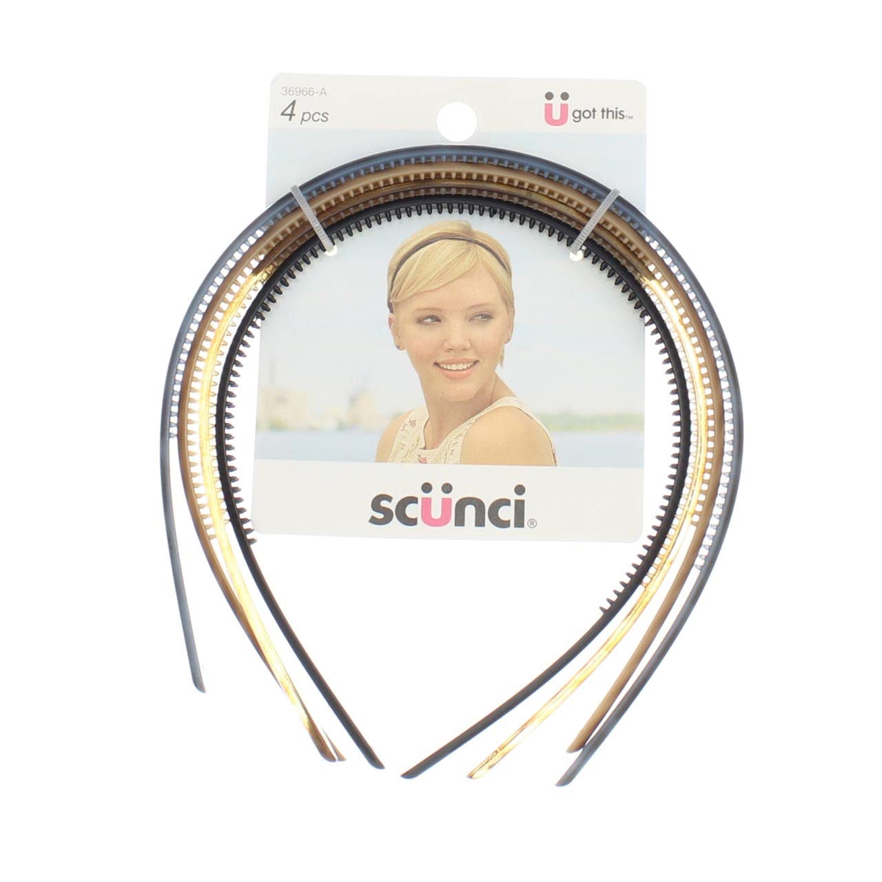 Scunci 3696603a048 Skinny Plastic Headbands Assorted Colors 4 Count