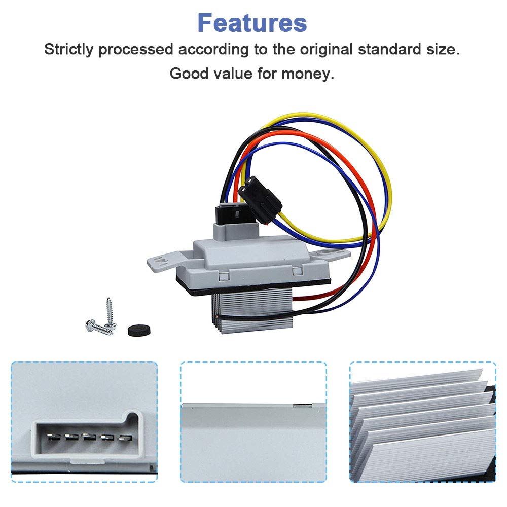 HVAC Blower Motor Resistor Kit With Harness�Replacement for Chevy Silverado Tahoe Trailblazer Suburban Avalanche GMC Sierra Envoy Yukon Buick Cadillac Escalade Replaces # 15 81773, 89018778, 89019351  - Like New