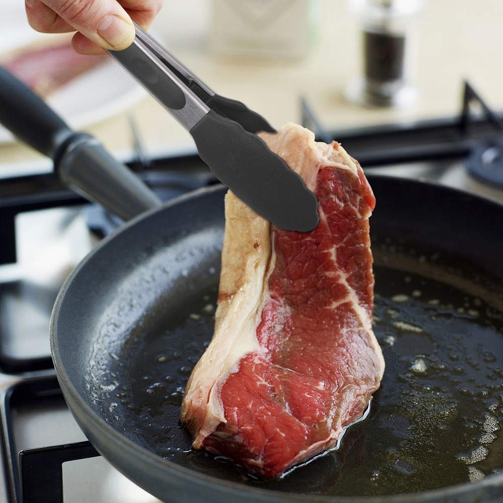 Hot Target Set of 3: 7, 9, 12 inches, Heavy Duty, Non-Stick, Stainless Steel Silicone BBQ and Kitchen Tongs. Heat resistant up to 600°F  - Like New