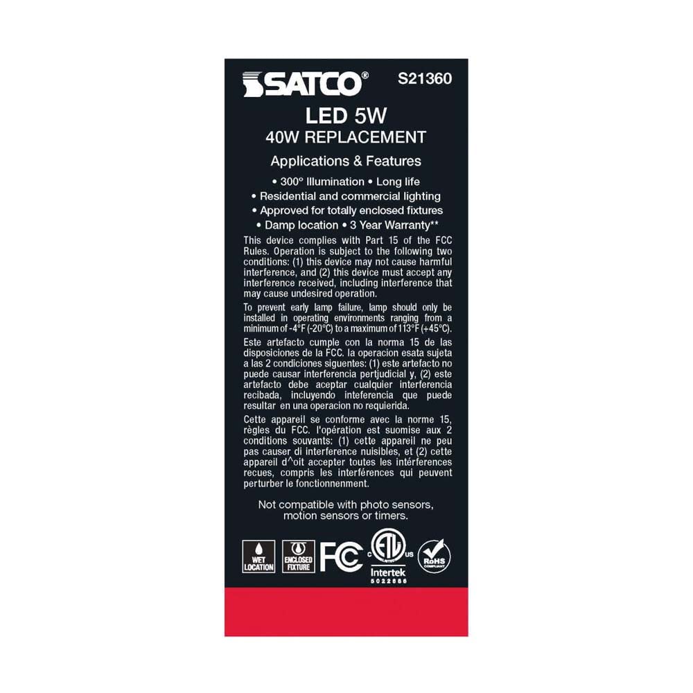 Satco 6Pk 5w ST19 LED 2700K Medium Base Dimmable - 40w equiv  - Like New