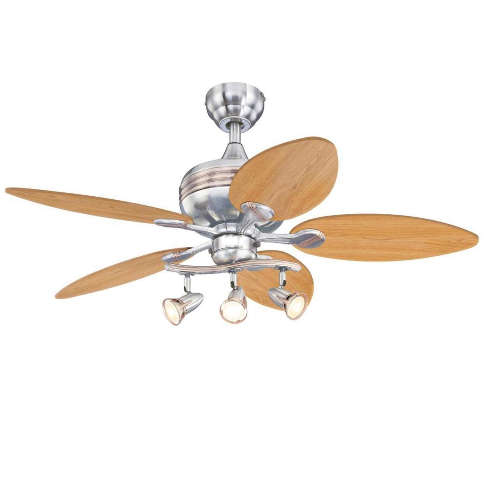 Ciata Lighting Xavier Indoor Ceiling Fan with Dimmable LED Light Fixture and Spot Light in Brushed Nickel Finish with Reversible Blades  - Like New