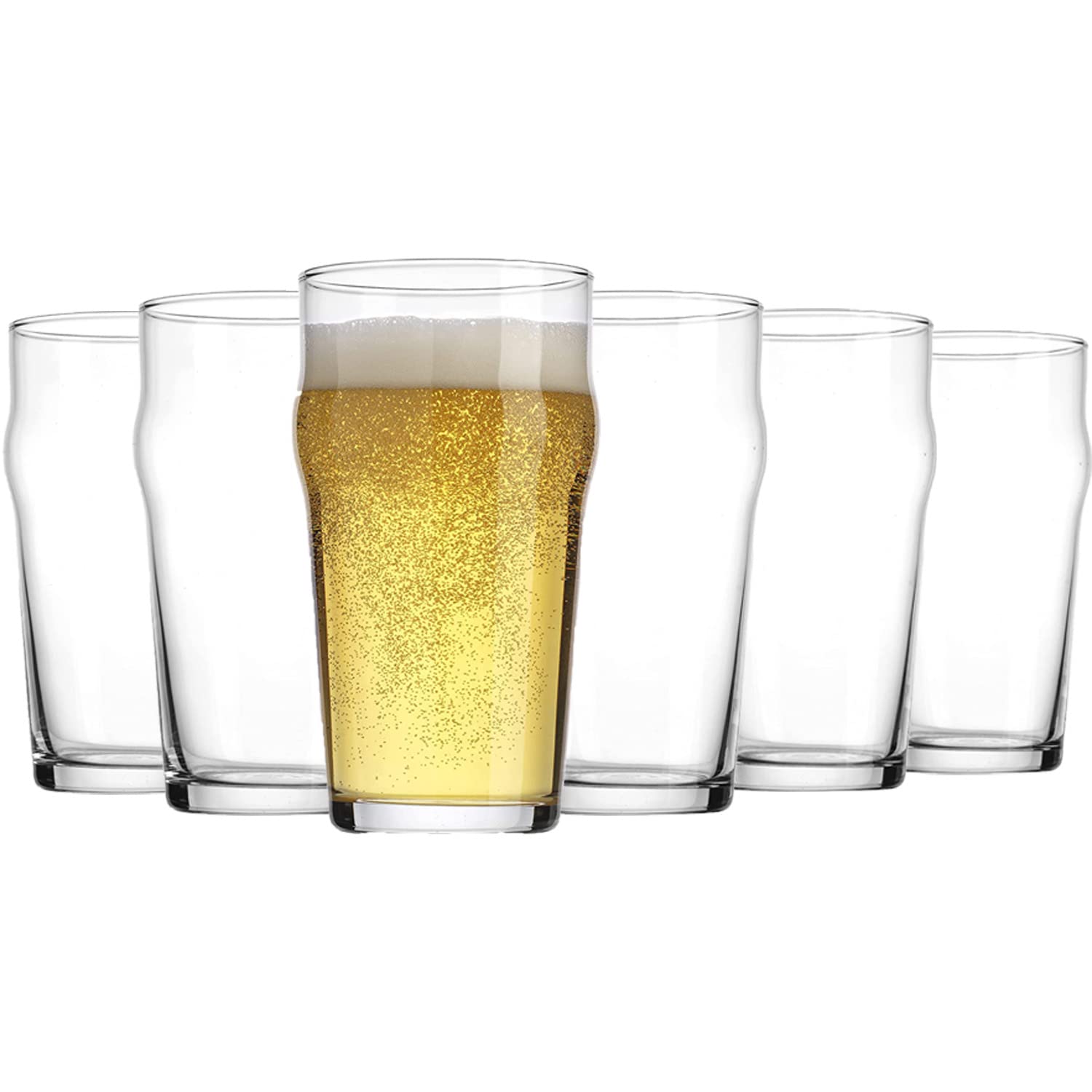 Glaver's Beer Glasses Set of 6 British 19 Oz. Pint Glasses, Uniquely Designed Easy-Grip European Pub Beer Pilsner Tumblers for Wheat, Ale, Juice, Cocktails, Great Gift for Men.  - Like New