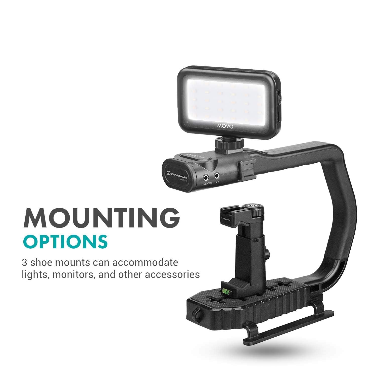 Movo MicRig-W1 Wireless Microphone Filmmaker Kit - Video Handle Stabilizer with Built-in Wireless Lavalier Microphone Compatible with Canon EOS, Nikon, Sony, Panasonic DSLR and Mirrorless Cameras  - Very Good