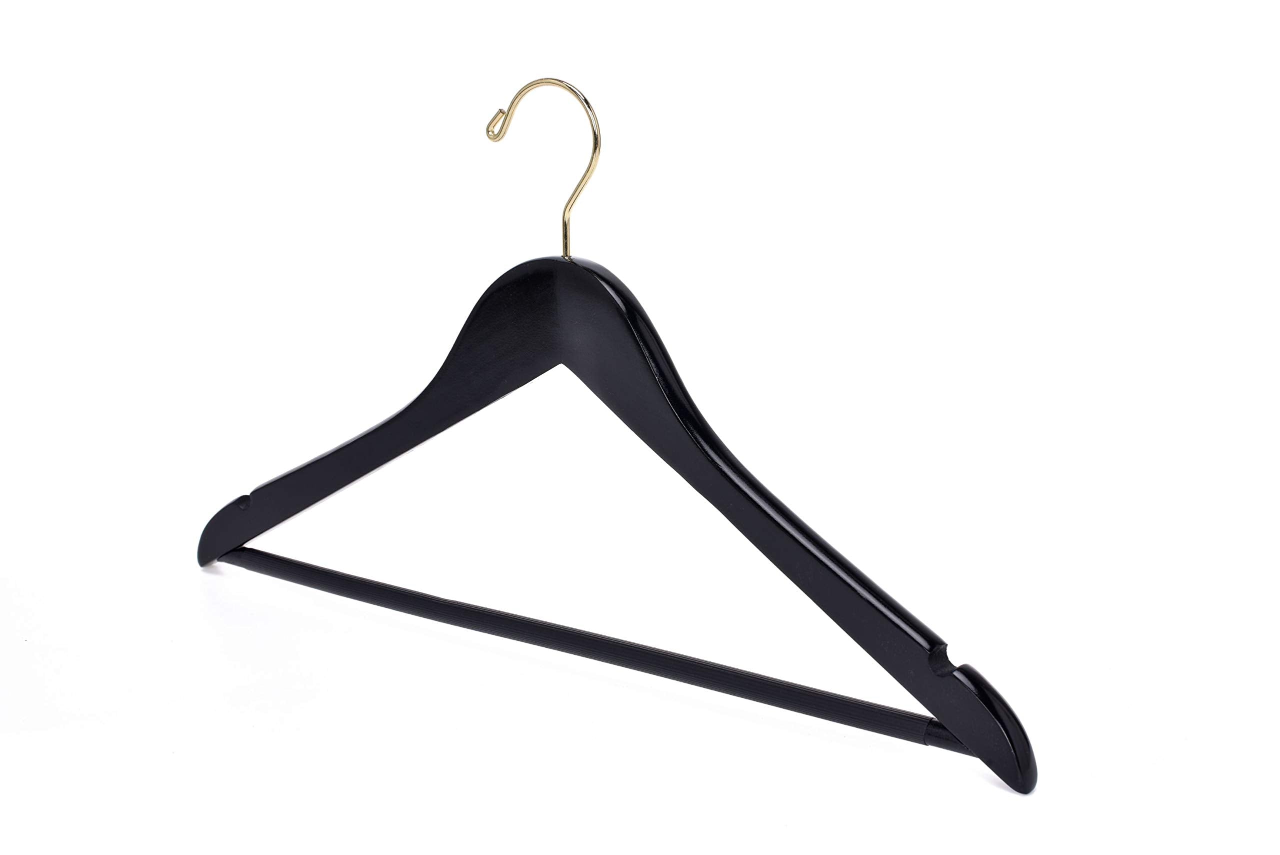 Quality Wooden Hangers - Slightly Curved Hanger 90 Pack Sets - Solid Wood Coat Hangers with Stylish Chrome Hooks - Heavy-Duty Clothes, Jacket, Shirt, Pants, Suit Hangers (White, 90)  - Acceptable