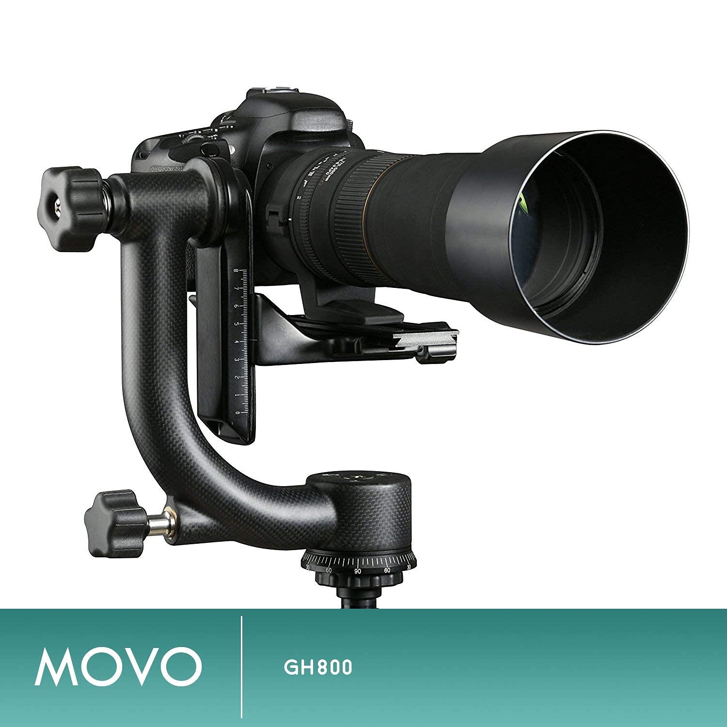 Movo GH800 MKII Carbon Fiber Professional Gimbal Tripod Head with Long and Short Arca-Swiss Quick-Release Plates - for Outdoor Bird/Wildlife Photography  - Good