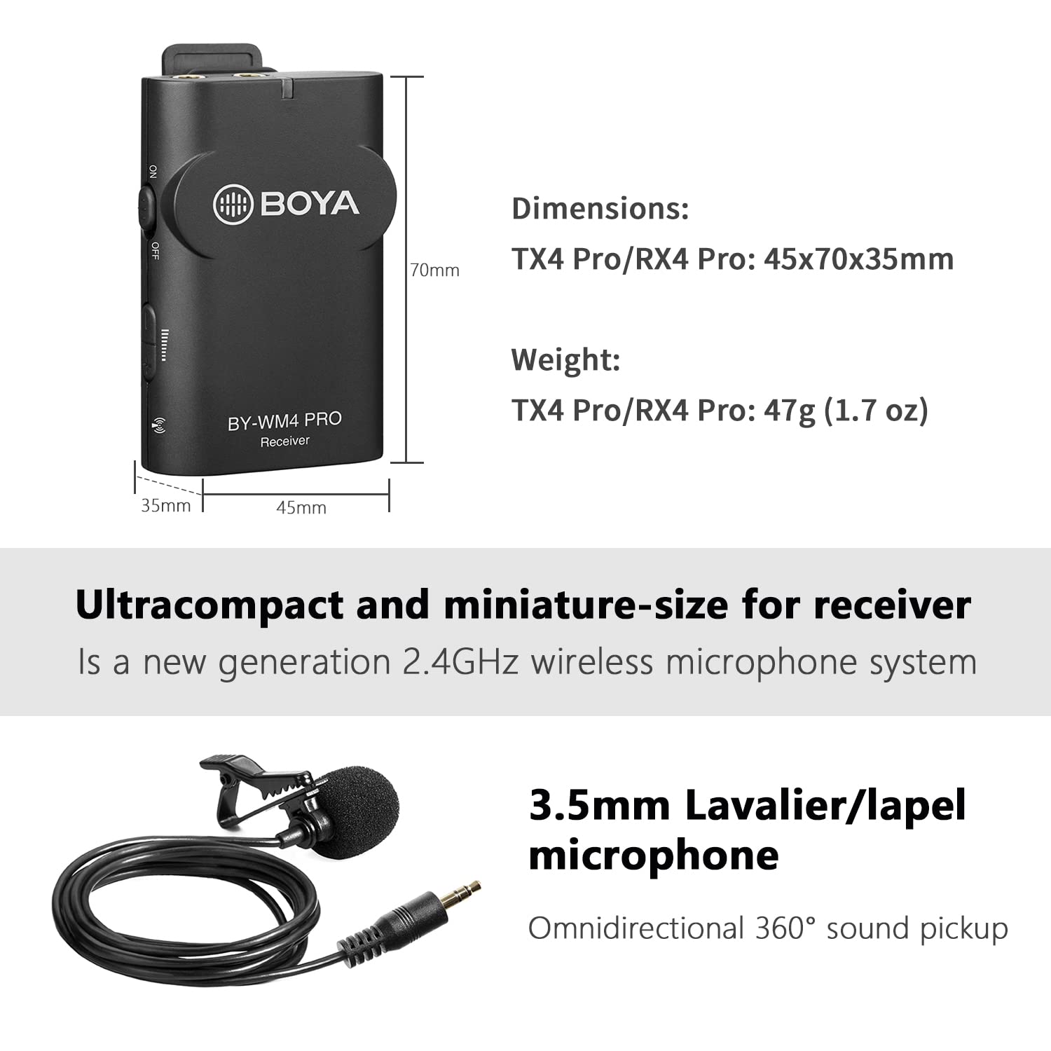 BOYA WM4 PRO 2.4G Wireless Lavalier Microphone system with Canon Nikon Sony DSLR Camera camcorders Youtude Facebook TikTok vlog live streaming interview commentary  - Very Good