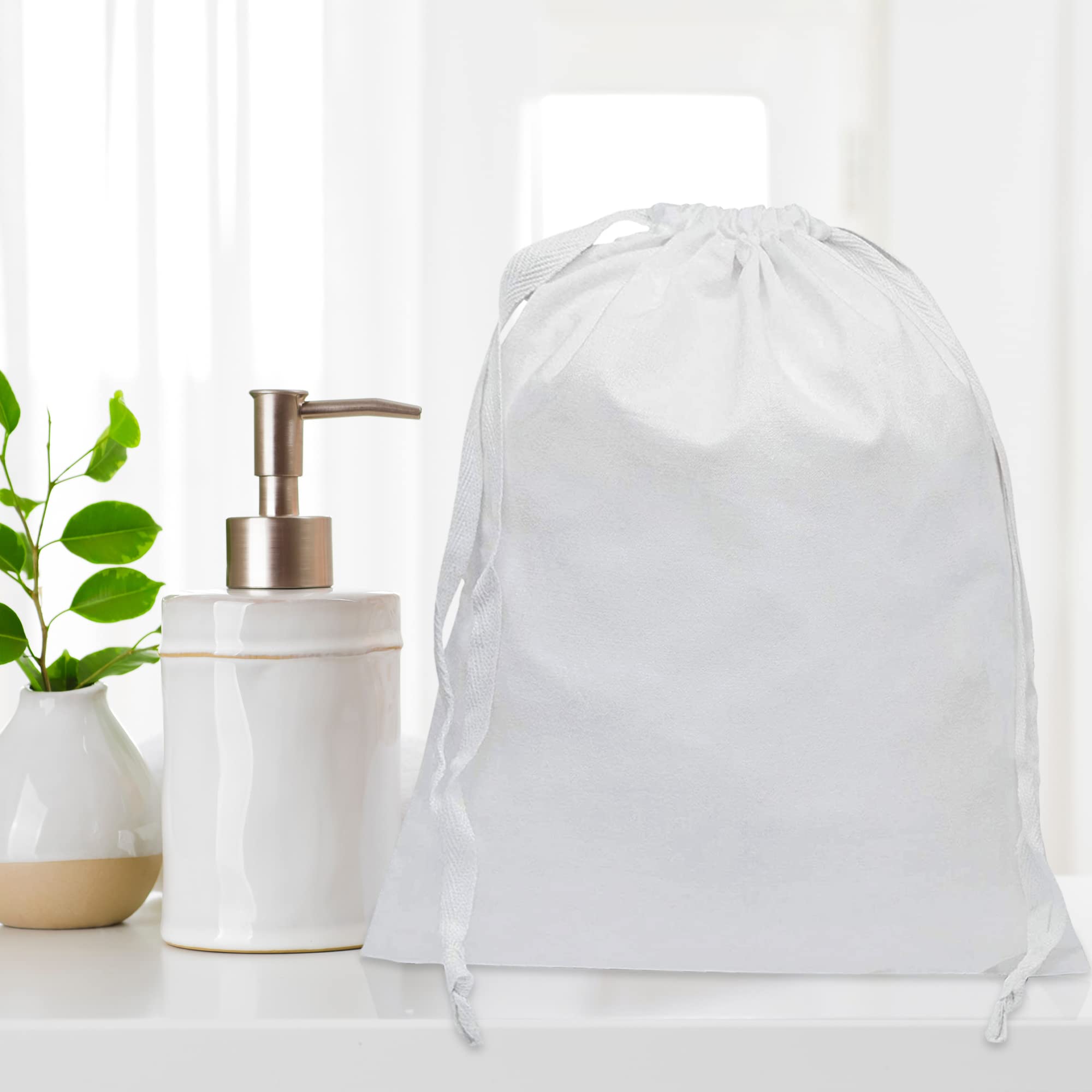 Prime Line Packaging Small Bright White Muslin Cotton Cloth Pouches Drawstring Bags  - Acceptable