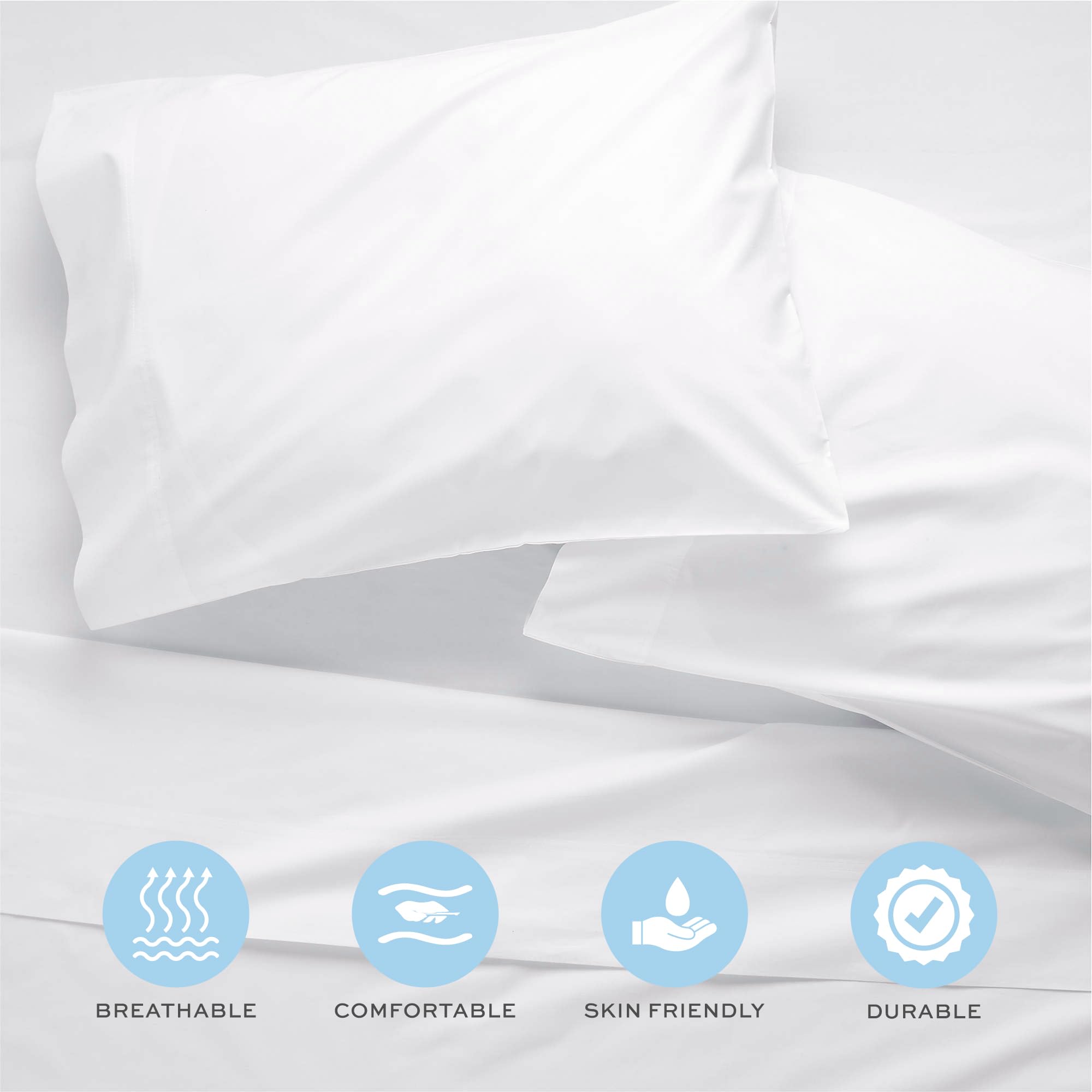White Classic White Cotton Pillow Cases Standard Size Set of 2, Heavy Weight Quality Pillowcase with T-200 Thread Count, Elegant Double Stitched Tailoring Pillowcases, Pillow Covers 20x30 Inch  - Like New