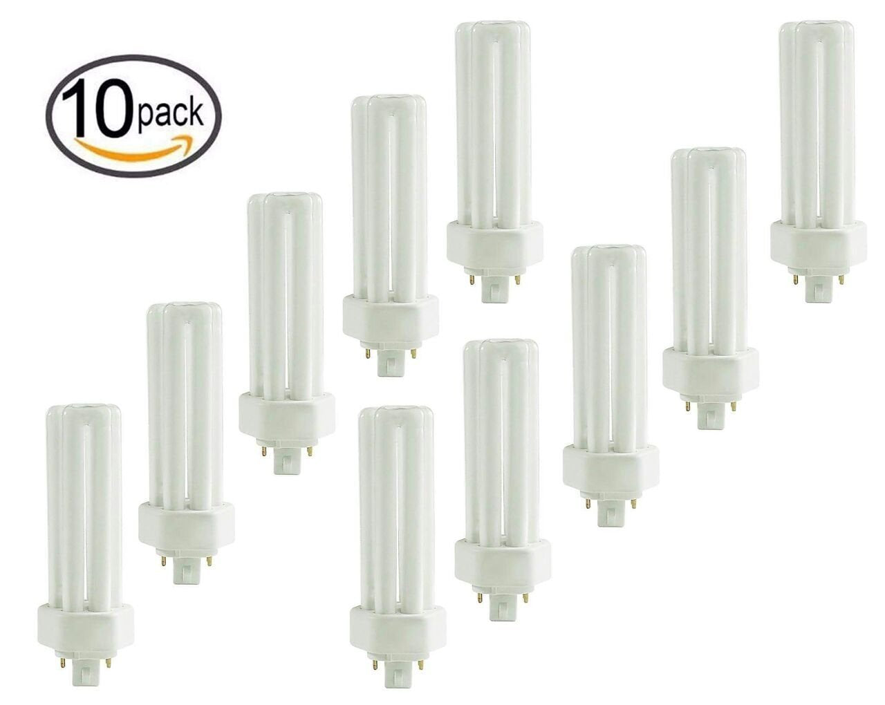 Circle (10 Pack) PLT-26W 865, 4 Pin GX24q-3, 26 Watt Triple Tube Compact Fluorescent Light Bulb  - Good