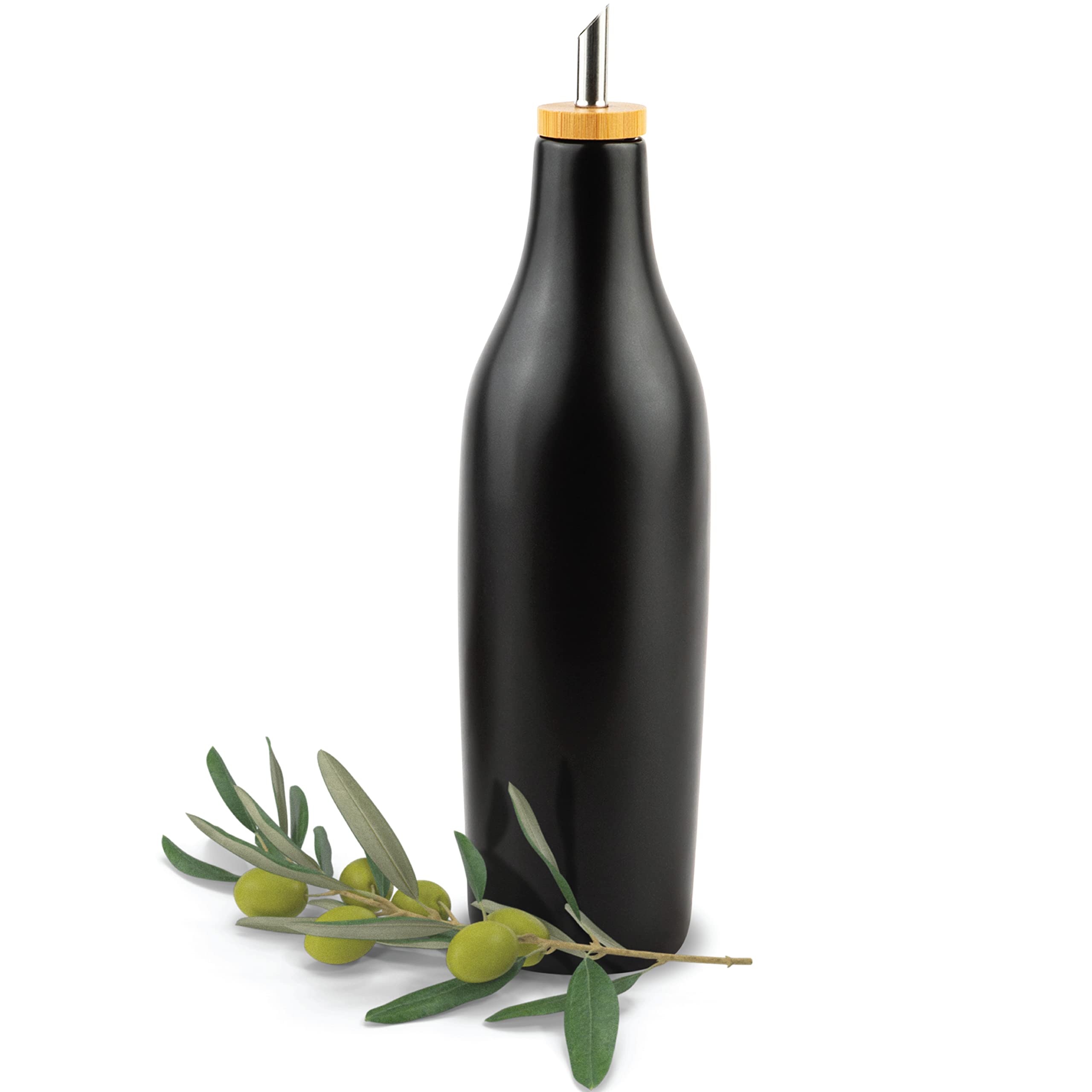 kitchentoolz Ceramic Olive Oil Dispenser Bottle, 16 Oz Container for Kitchen Counter  - Like New