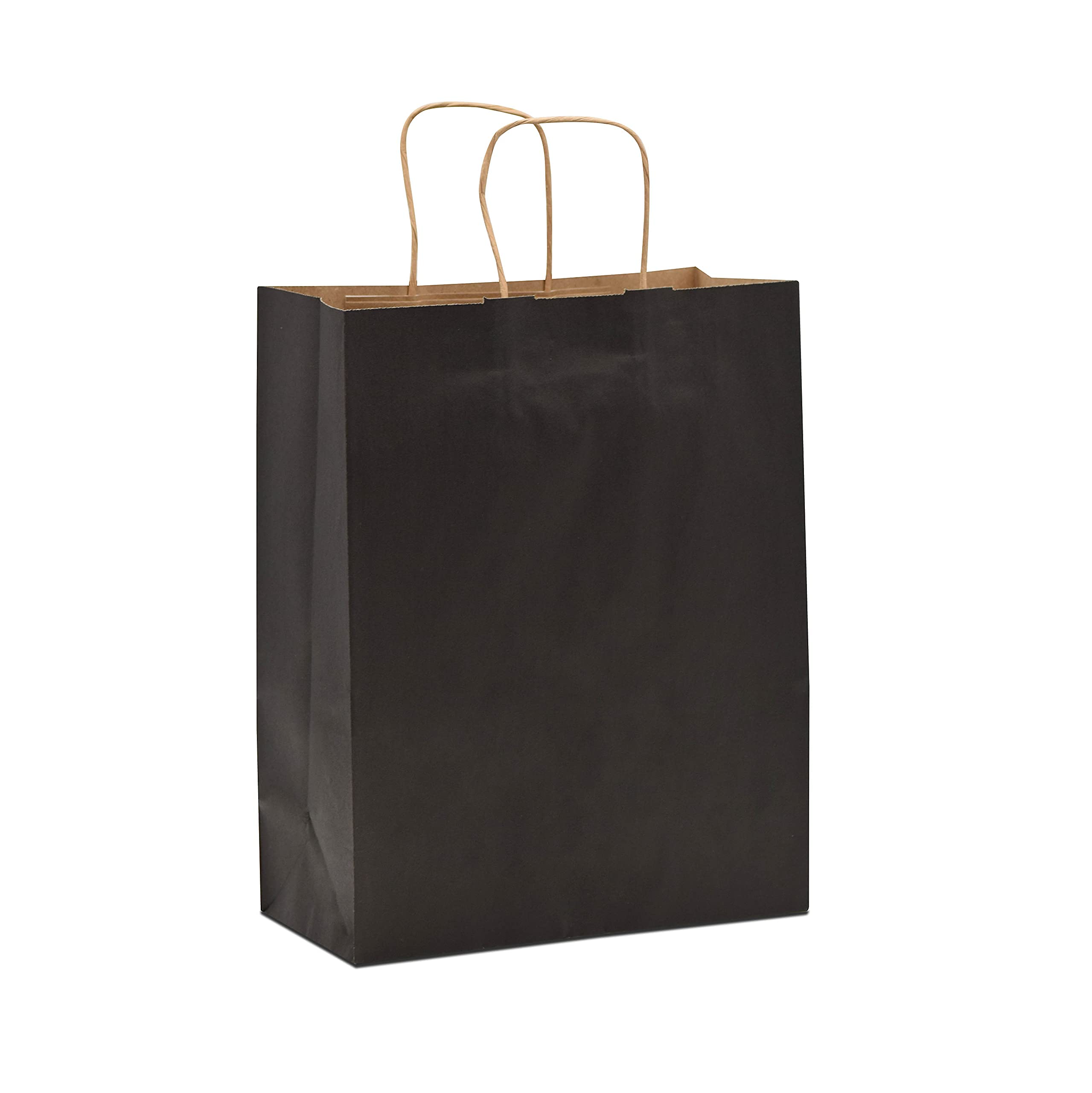 Black Gift Bags with Handles - 10x5x13 Inch 100 Pack Medium Kraft Paper Shopping Bags, Craft Totes in Bulk for Boutiques, Small Business, Retail Stores, Birthdays, Party Favors, Jewelry, Merchandise  - Like New