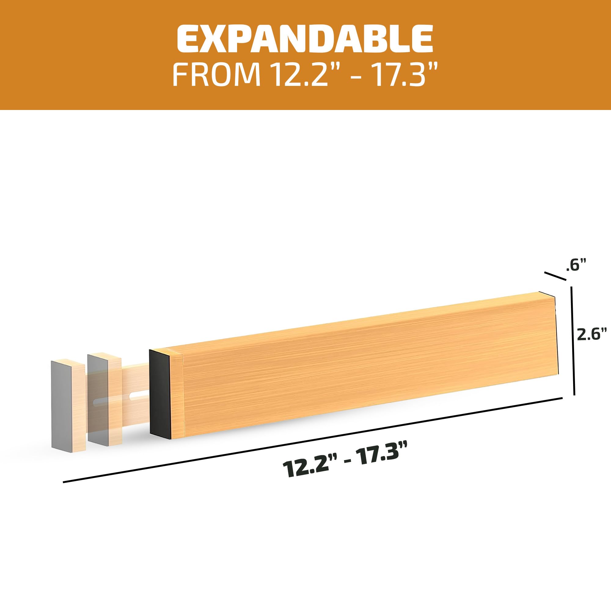 Bambüsi Adjustable Drawer Dividers - Expandable 12.5" to 17.3" - Drawer Organizer for Kitchen, Dresser, Bedroom, Bathroom, Clothes Drawer Divider Separators, 4-Pack  - Very Good