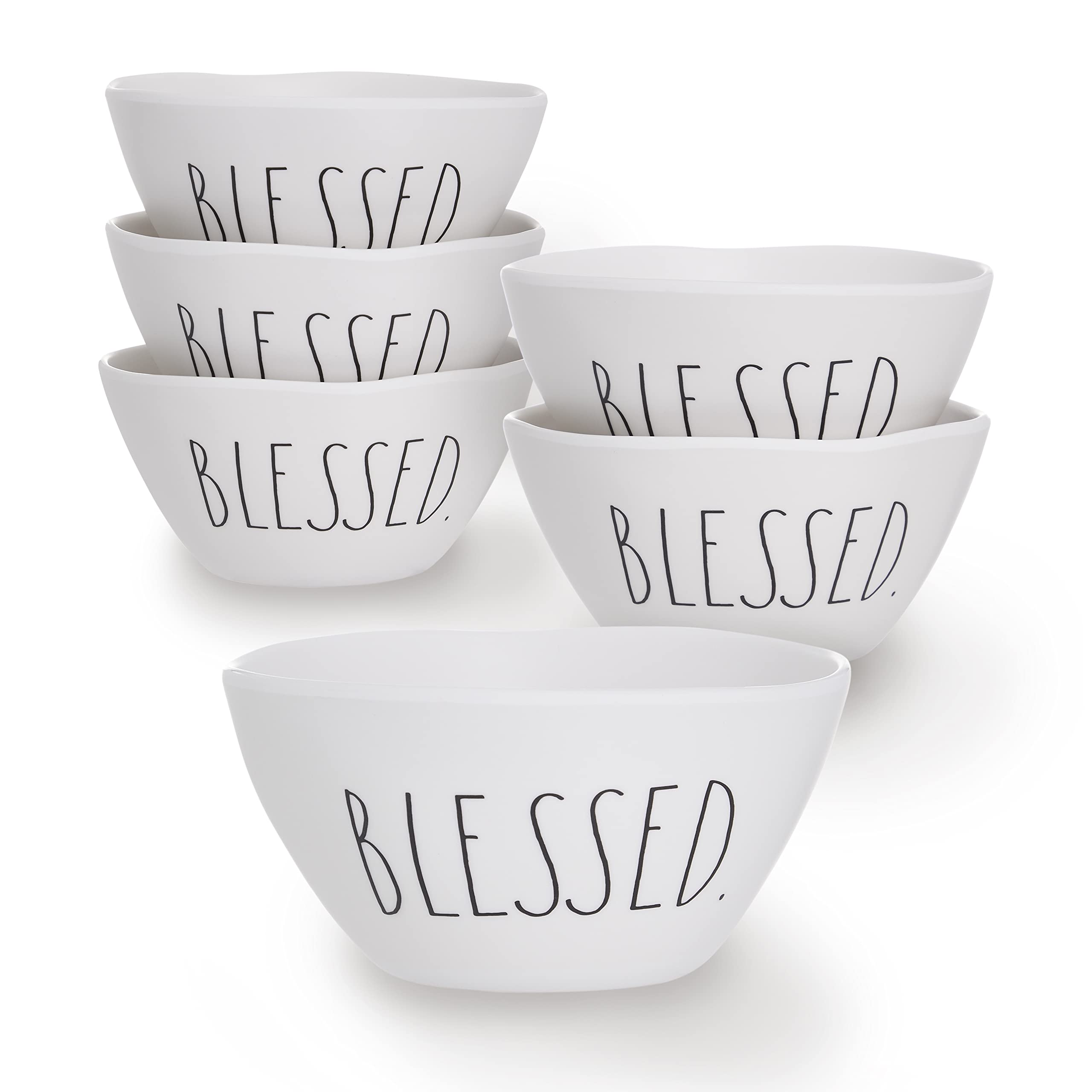 Rae Dunn Melamine Bowl Sets - Durable Dishwasher Safe Dinner/Cereal Bowls Set of 6 (6 inch) Bowl Set for Soup, Cereal, Pasta, Salads  - Like New