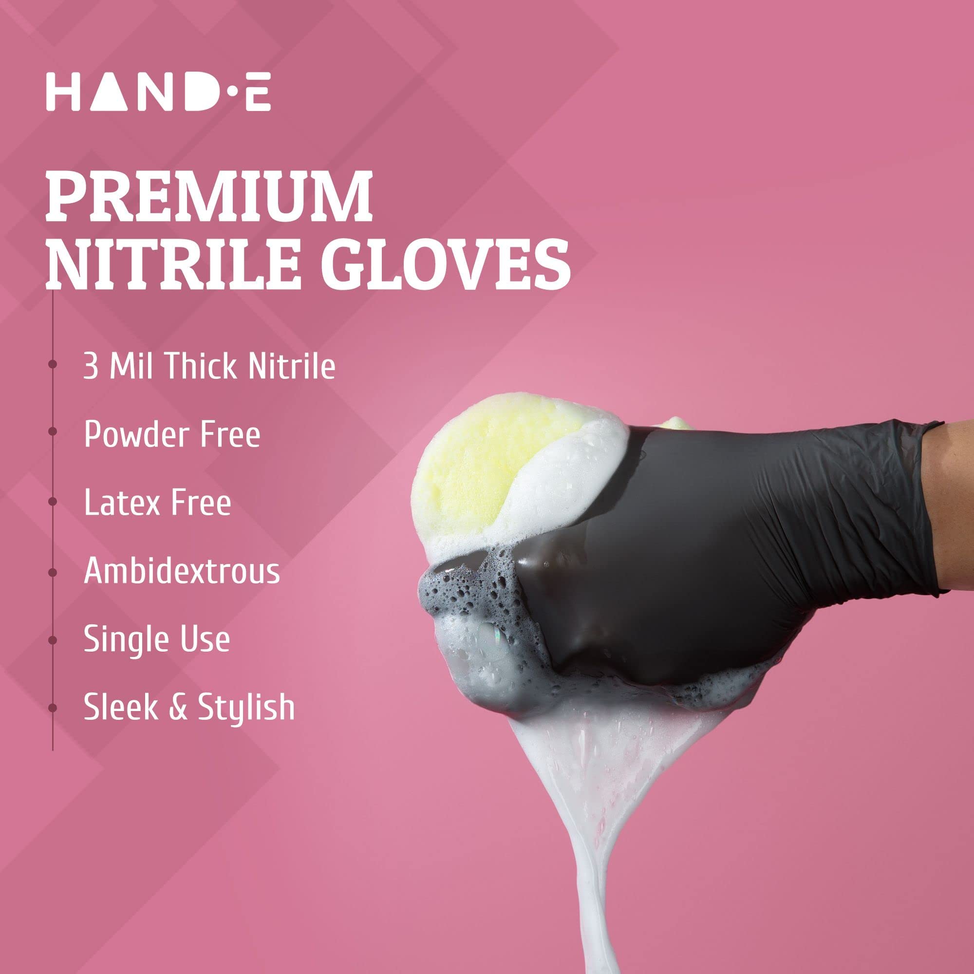 Hand-E Touch Black Nitrile Disposable Gloves - Latex Free BBQ, Tattoo, Hair Dye, Cooking, Mechanic Gloves  - Like New