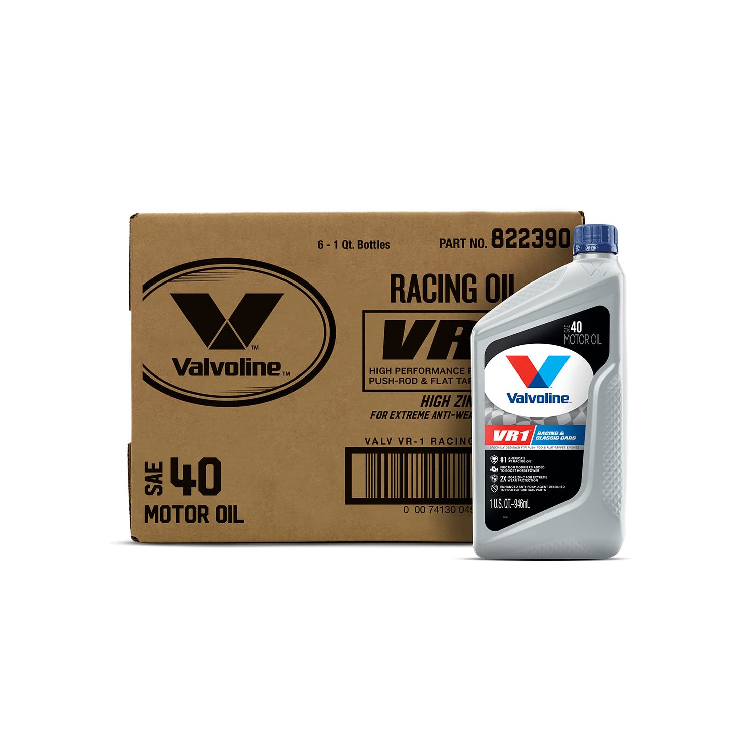 Valvoline VR1 Racing SAE 40 Motor Oil 1 QT, Case of 6  - Like New