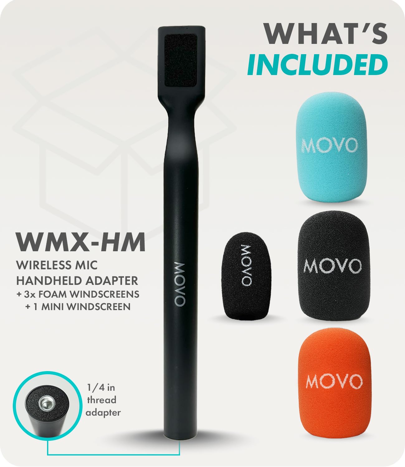 Movo WMX-HM Wireless Interview Microphone Adapter - Compatible with DJI Mic, Rode Wireless GO, Hollyland Lark, and More - Works with Wireless Mini and WMX-2 Systems - Wireless Mic Handle  - Like New