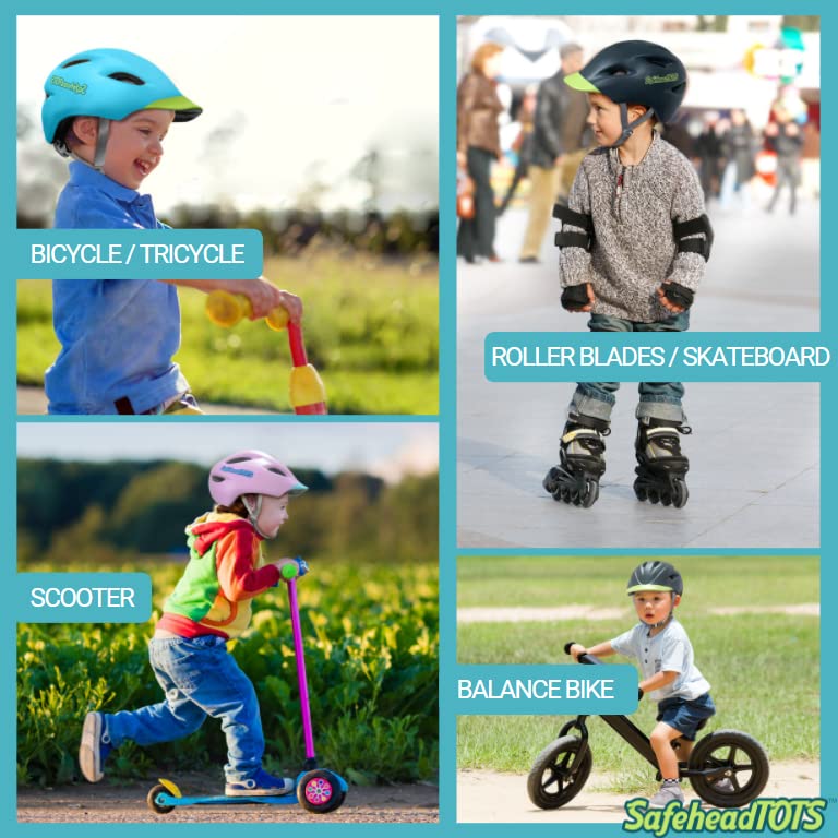 SafeheadTOTS : Adjustable Toddler Bike Helmet, XS Ages 2-4 Years, for Boys and Girls, with Built in Visor and Removable, Washable Inner Lining, Perfect for Cycling, Scooters, and Skateboards  - Very Good