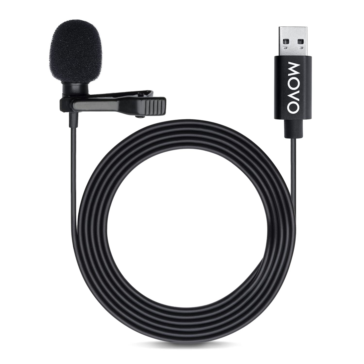 Movo M1 USB Lavalier Lapel Clip-on Omnidirectional Computer Microphone for Laptop, PC and Mac, Perfect Podcasting, Gaming, Streaming and Desktop Mic (20-Foot Cord)  - Like New