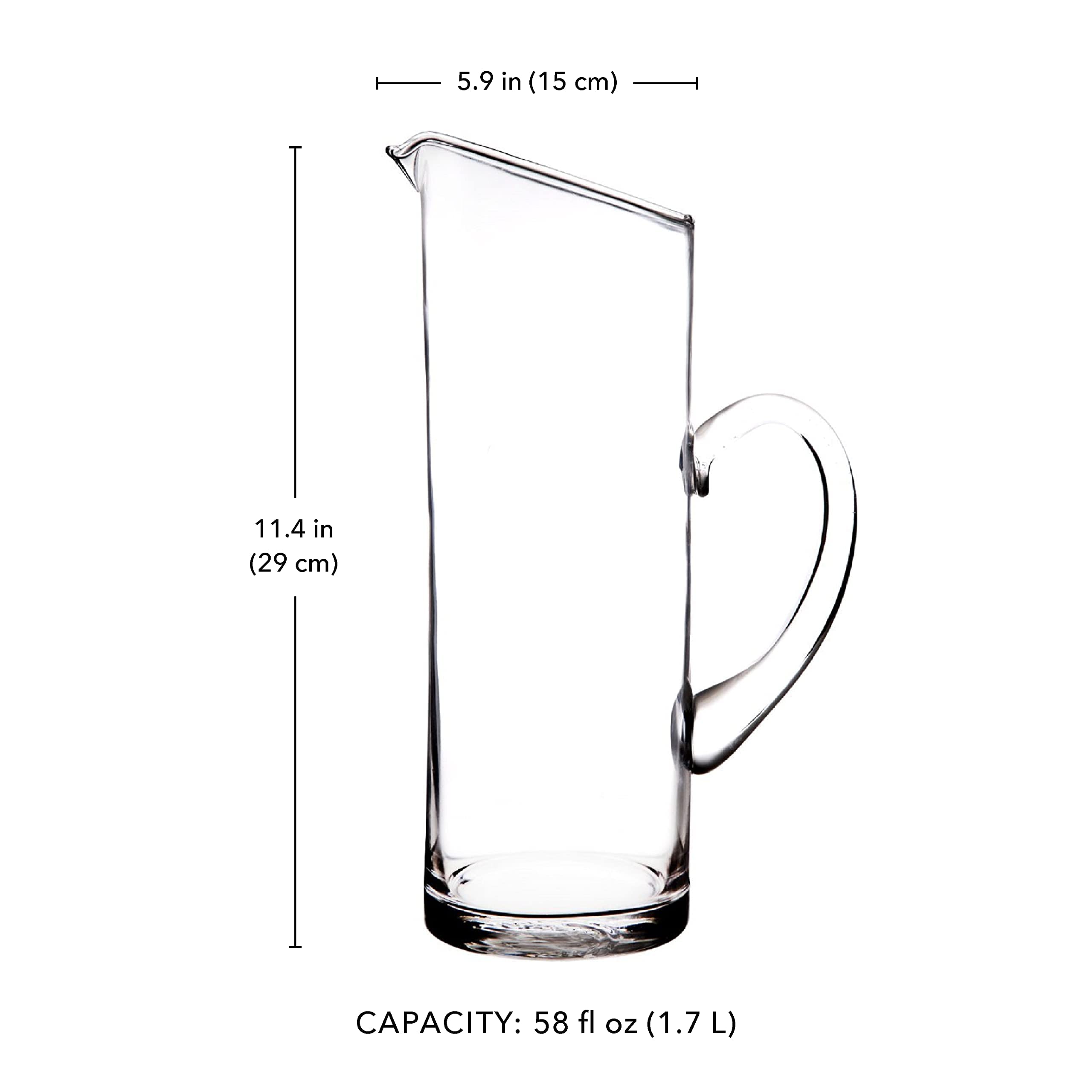 Glass Water Pitcher with Spout � Elegant Serving Carafe for Water, Juice, Sangria, Lemonade, and Cocktails � Crystal-Clear Glass Beverage Pitcher.  - Acceptable