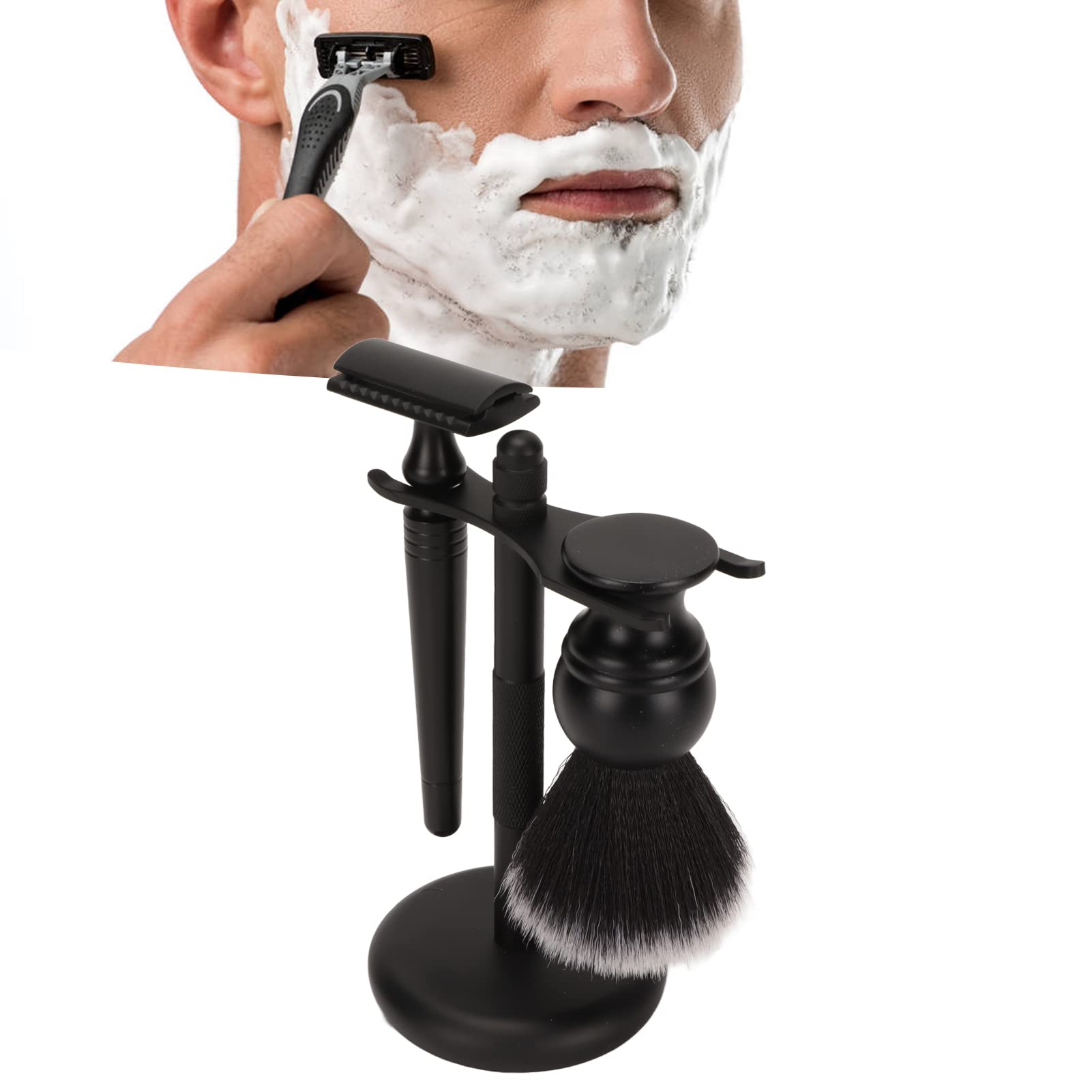 FILFEEL Shaving Kit for Men 3 in 1 Manual Shaving Set with Trimmer Stand Holder Beard Brush and