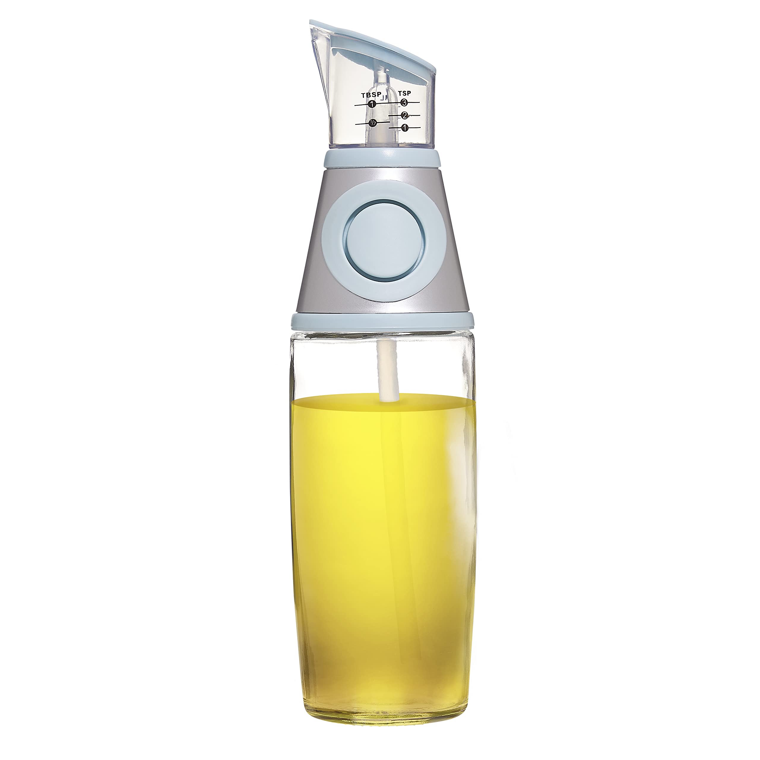 COOK WITH COLOR Oil Dispenser with Portion Control - Effortlessly Measure and Pour Oil with Precision for Healthy Cooking - Non-Drip Spout, Easy to Clean - Ideal for Olive, Vegetable, and Cooking Oils  - Like New