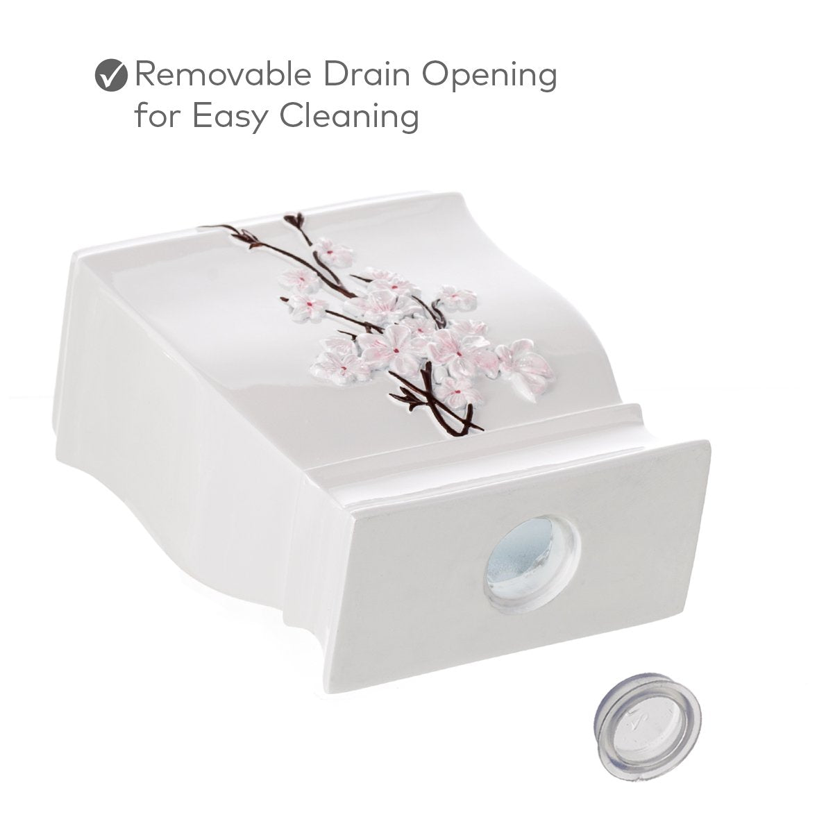 Creative Scents White Bathroom Accessories Set - Decorative 4 Piece Bathroom Set - Cherry Blossom Bathroom Accessory Set Includes: Soap Dispenser, Toothbrush Holder, Tumbler and Soap Dish (Vanda)  - Like New