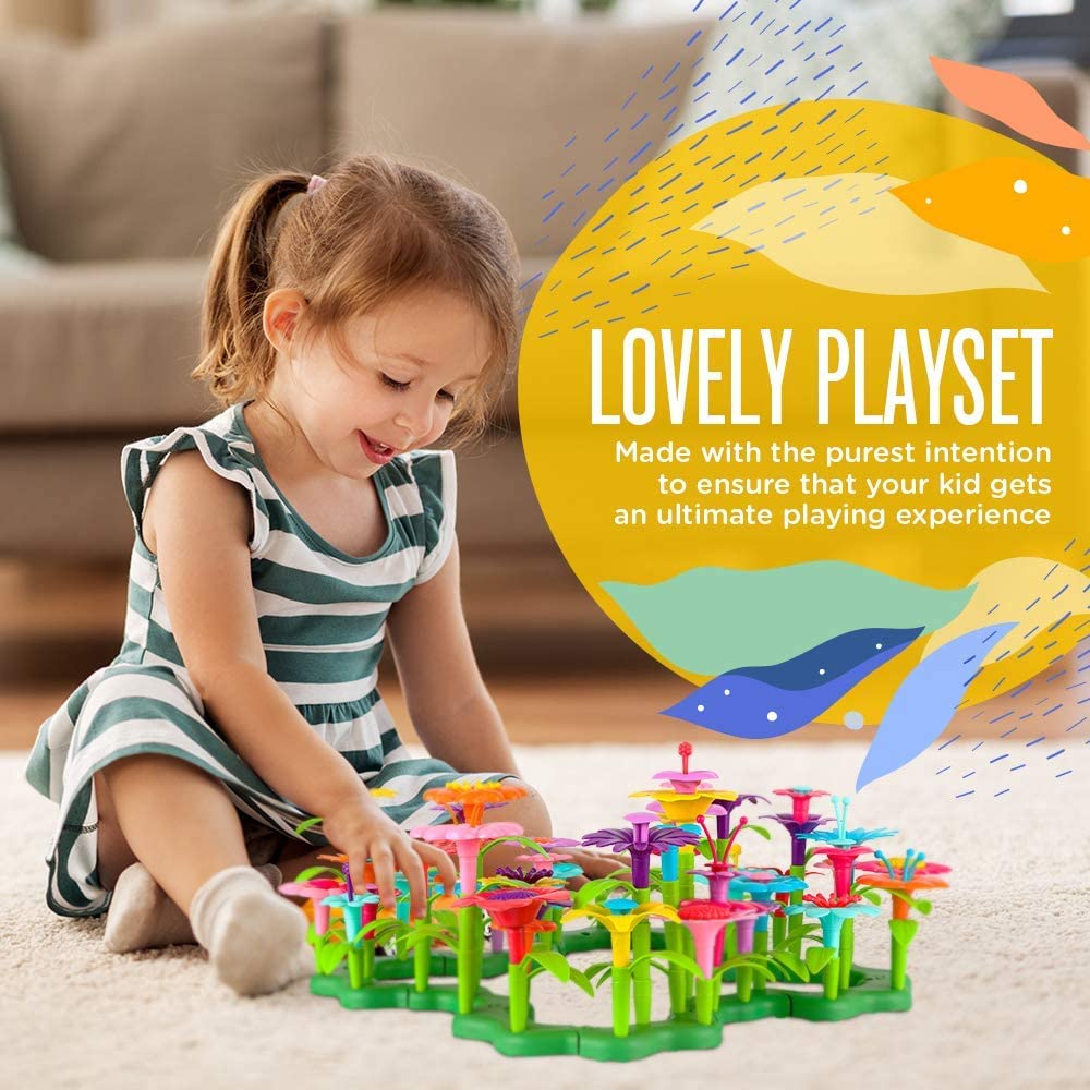 oyVelt Flower Garden Building Set - 148 pcs STEM Toy with Container - Best Gift for Girls 3-7 Years  - Like New