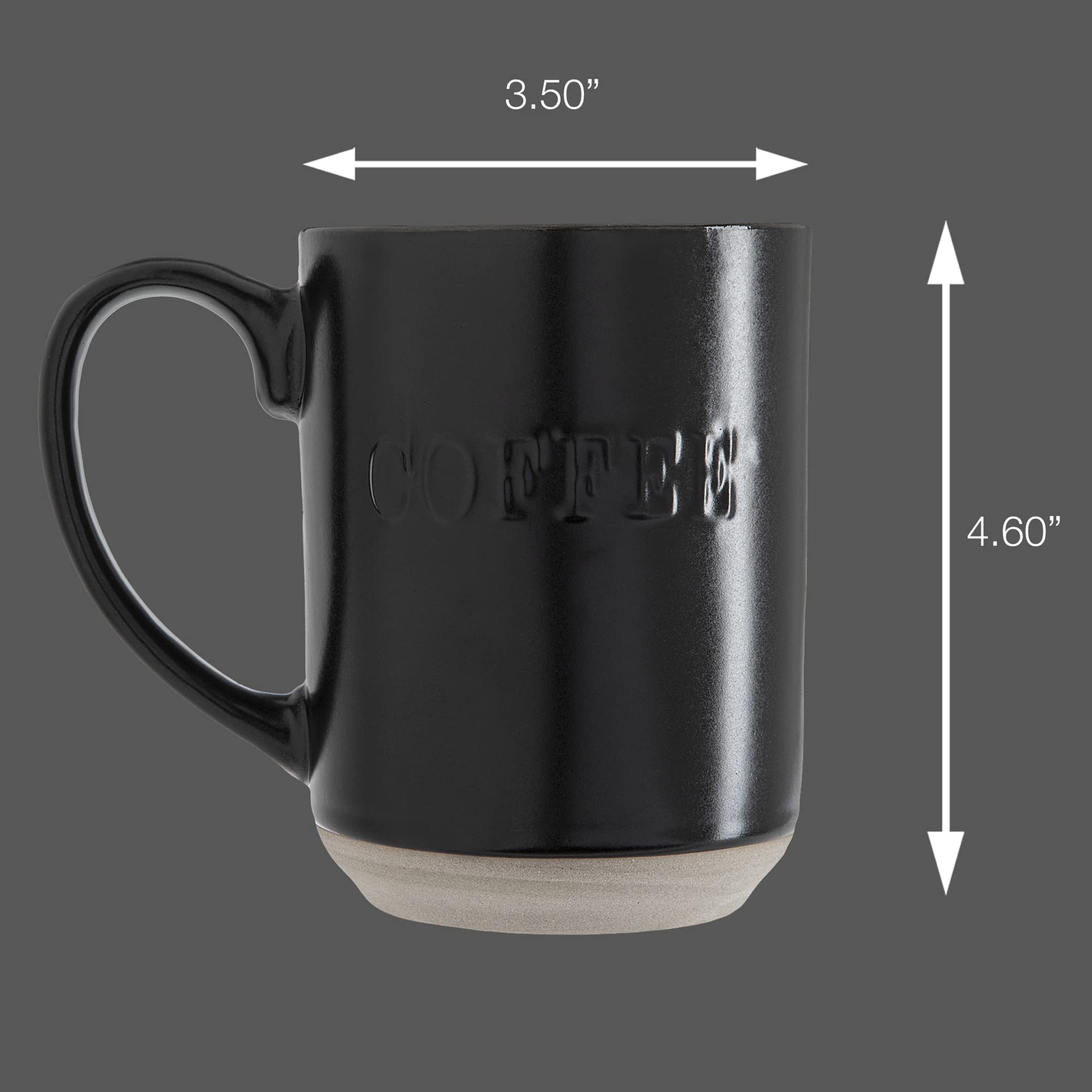 Sheffield Home Set of Stoneware Coffee Mugs- 4 Printed Coffee Cups, Tea Cups, Latte Mugs 16 oz  - Like New