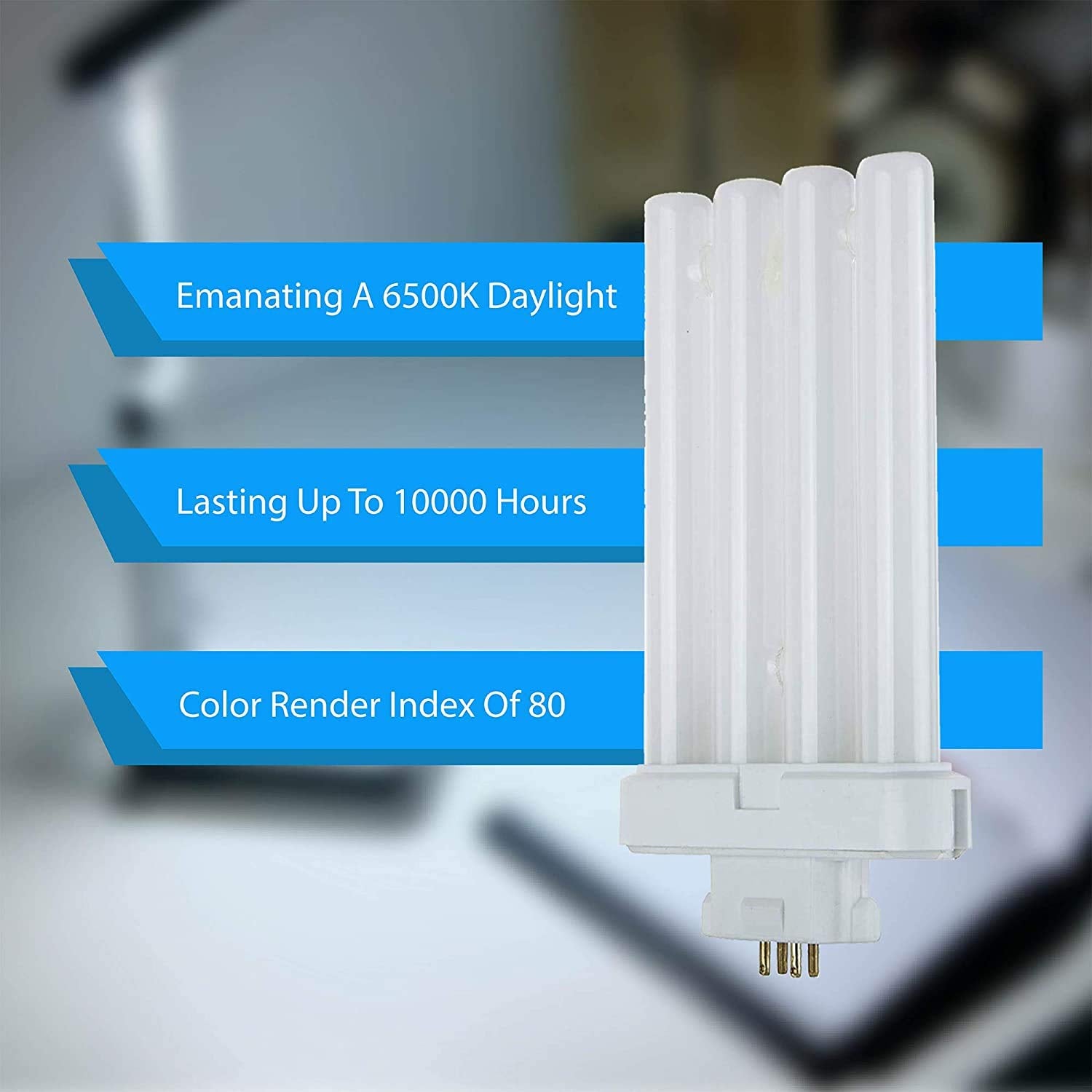 Dysmio Compact Fluorescent 27W Quad Tube, 6500K Daylight Light FML Light Bulbs with GX10Q-4 Base � 2 Pack  - Very Good