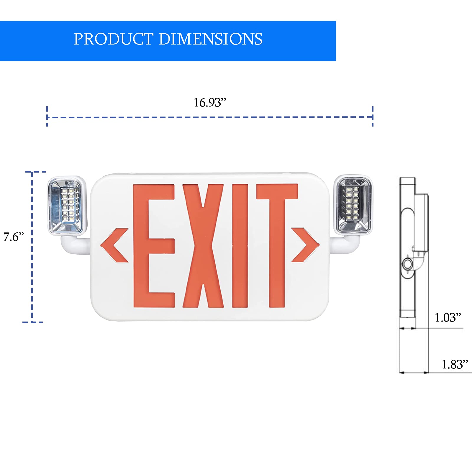 Ciata 6 Pack Ultra Bright Slim Rechargeable Indoor Exit Lights, Emergency Light Combo Sign Fixture Hardwired with Battery Powered Backup, Fire Exit Sign with Lights, Led Exit Signs with Battery Backup  - Like New