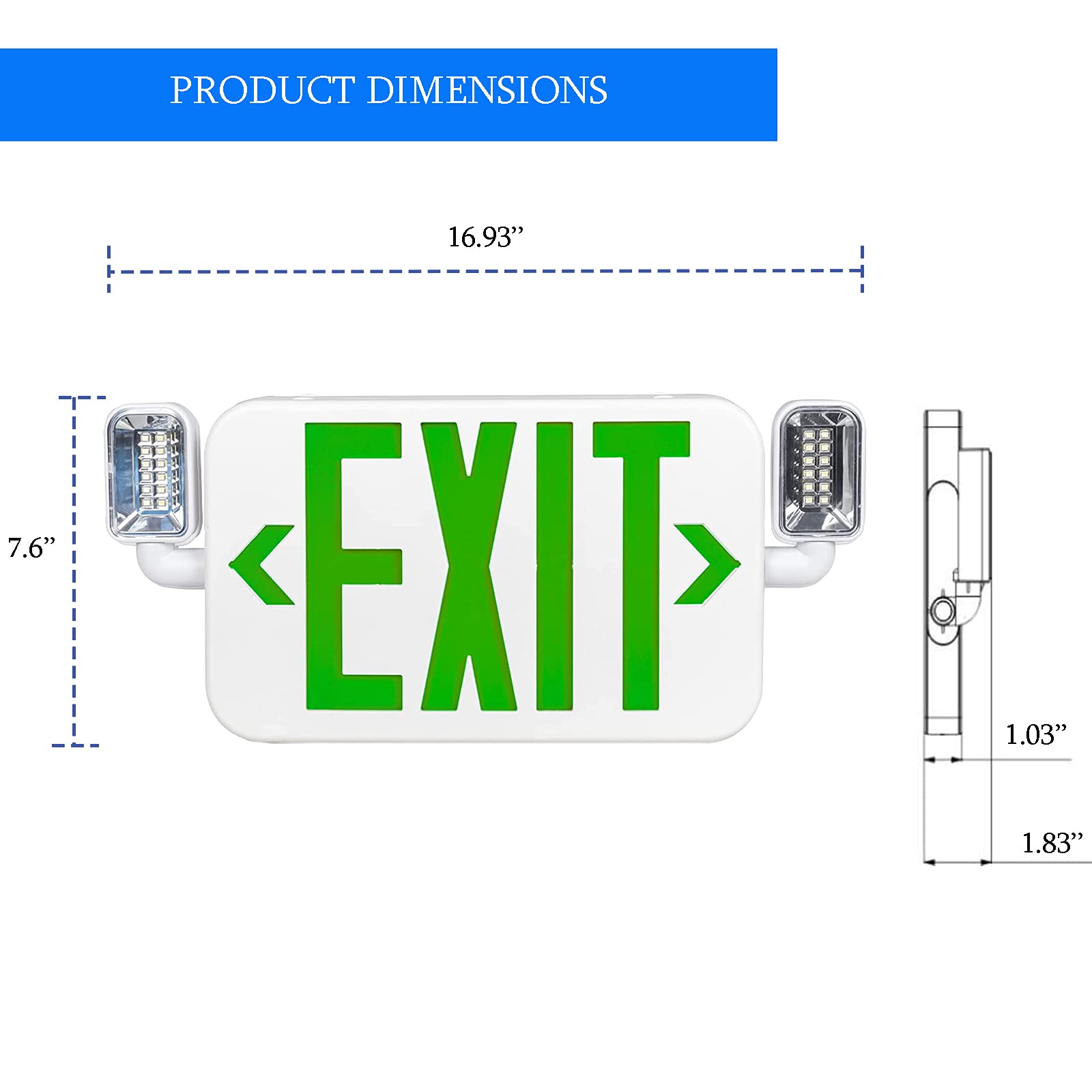 Ciata Ultra Slim Rechargeable Indoor Exit/Emergency Combo Sign Fixture with Battery powered Backup  - Like New