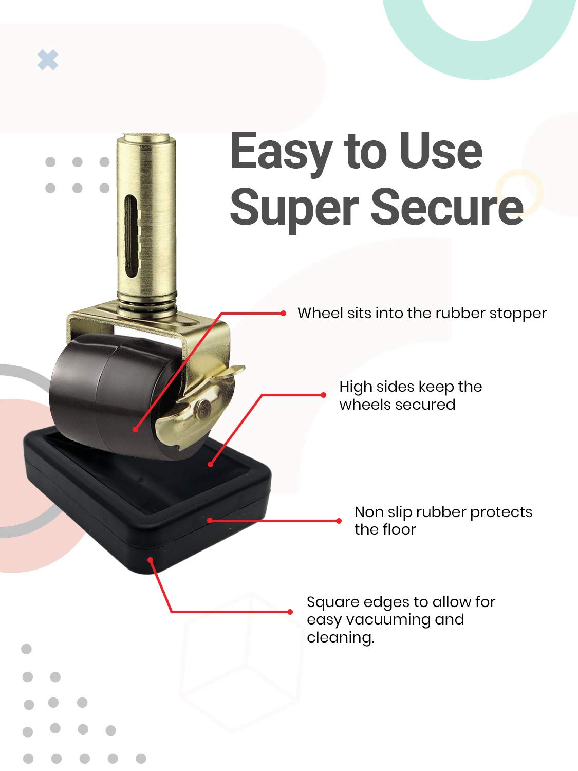 SlipToGrip Universal Bed and Furniture Stopper - Premium Casters That Stops Furniture and Bed Wheel - Fits All Wheel - Made of Durable Material  - Acceptable