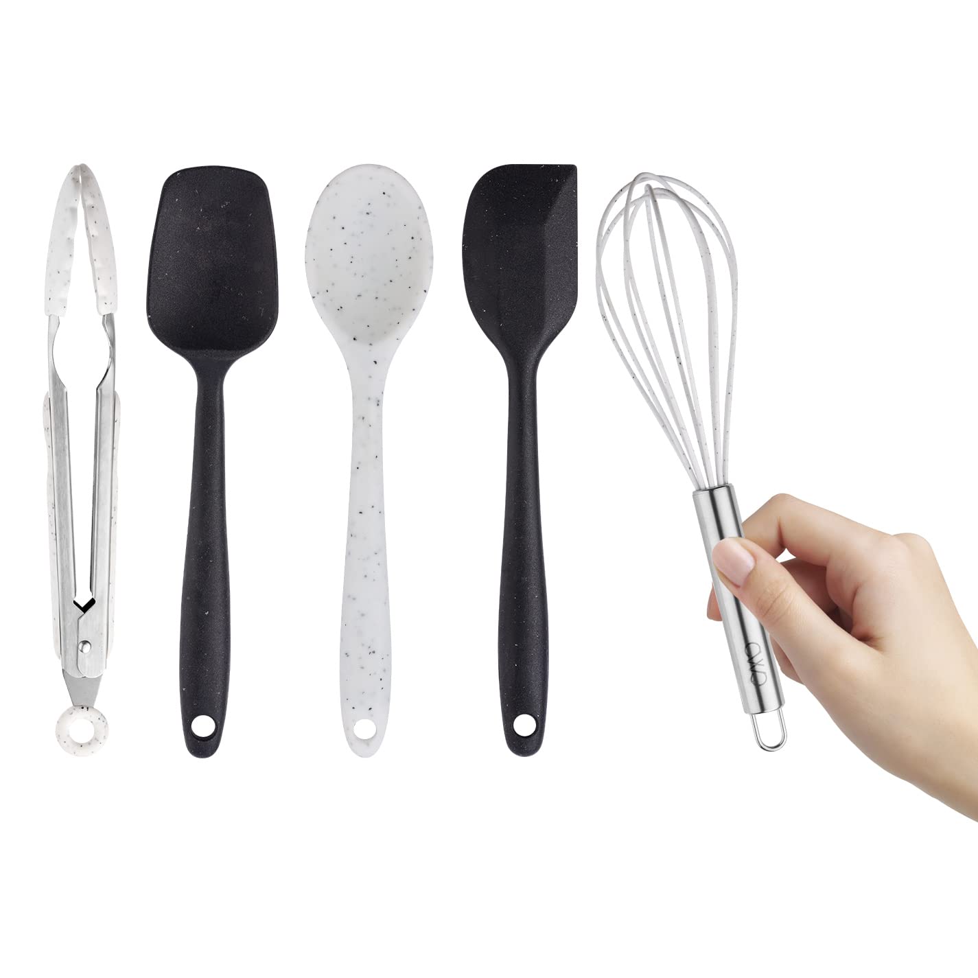 Cook With Color Set of Five MINI Kitchen Utensil Set - Silicone Kitchen Tools, Whisk, Tong, Spatula, Spoonula and Spoon  - Like New