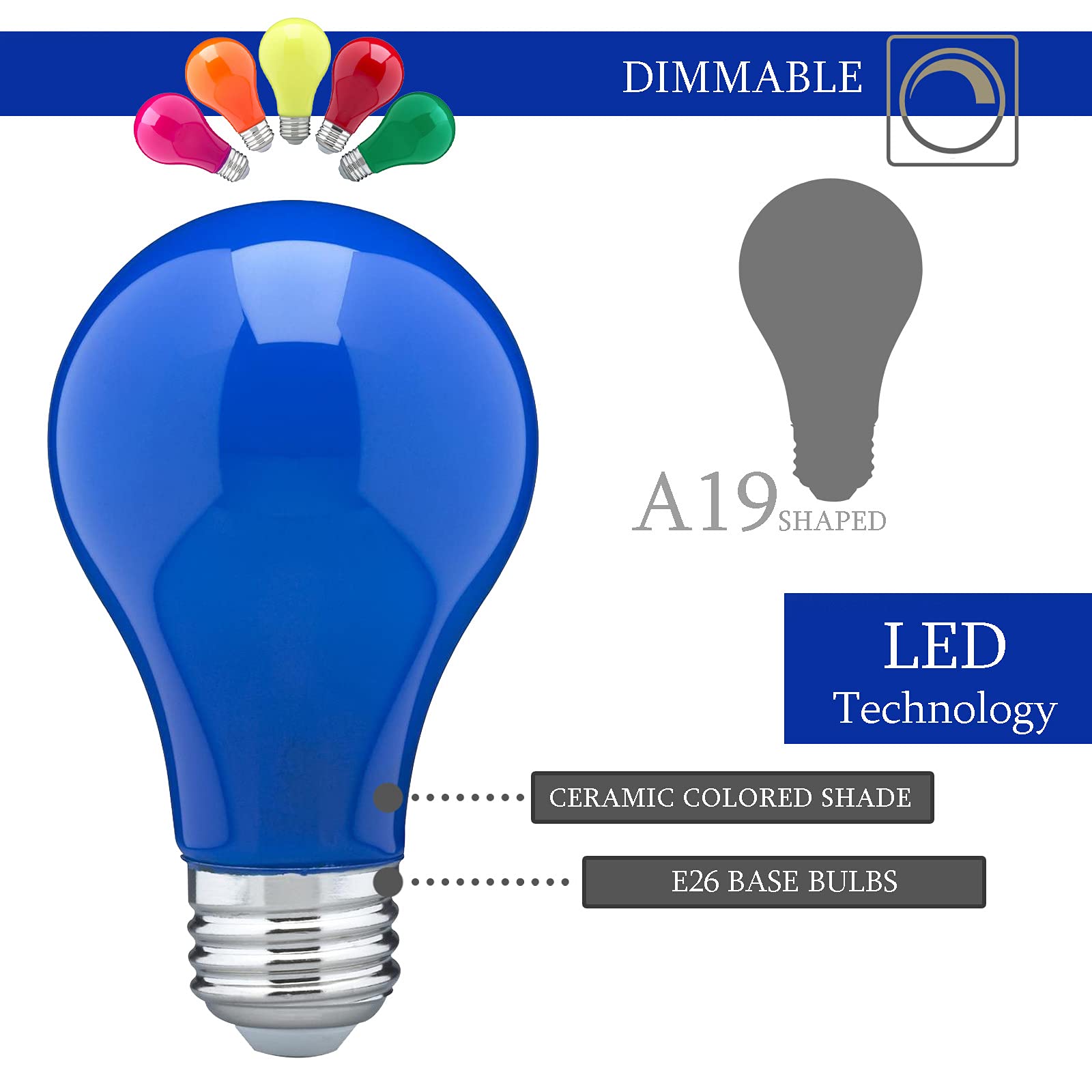 DYSMIO A19 LED Colored Light Bulbs  - Like New