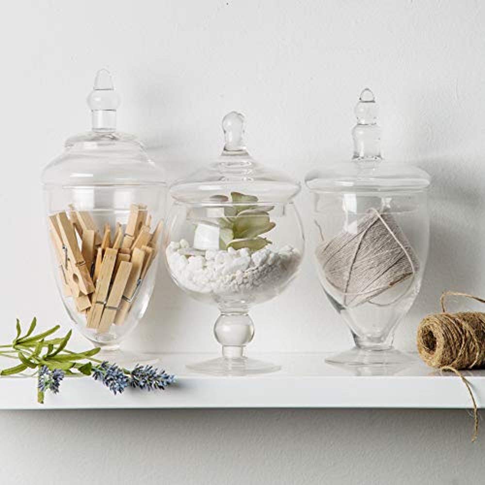 Apothecary Jars with Lids Set of 3 - Home Essentials & Beyond Candy Jars for Candy Buffet, Glass d�cor, Laundry Room, Potpourri, and Bathroom  - Good