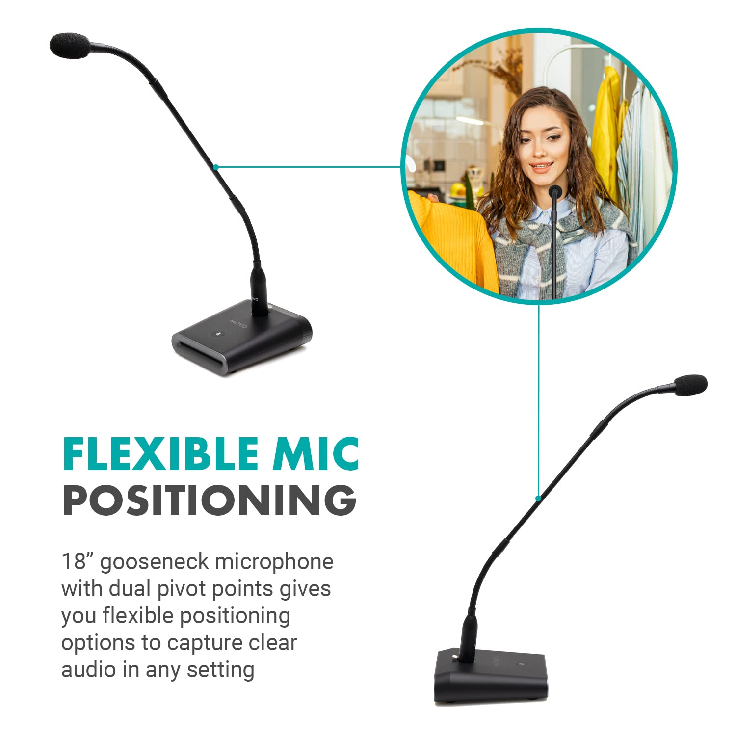 Movo GM-5 Professional 18-inch Gooseneck Microphone with USB Interface Stand, One-Touch Mute- USB Podium Microphone with Stand for Conferencing, Live Events, Streaming - USB Computer Mic for Mac, PC  - Like New