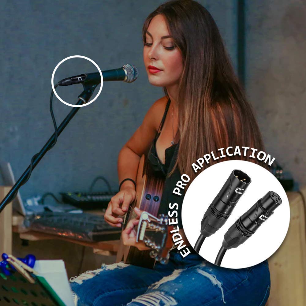 Balanced XLR Cable Male to Female - 0.5 Feet (6 inches) Black - Pro 3-Pin Microphone Cable Connector for Powered Speakers, Audio Interface or Mixer for Live Performance & Recording  - Acceptable