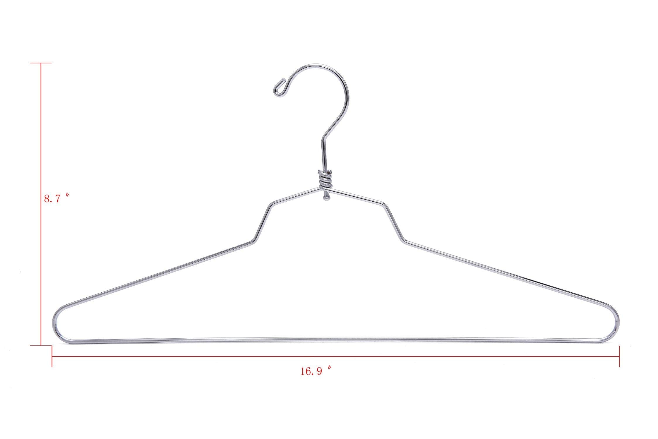 10 Quality Metal Hangers, Swivel Hook, Stainless Steel Heavy Duty Wire Clothes Hangers (10, Standard - 17" inch)  - Acceptable