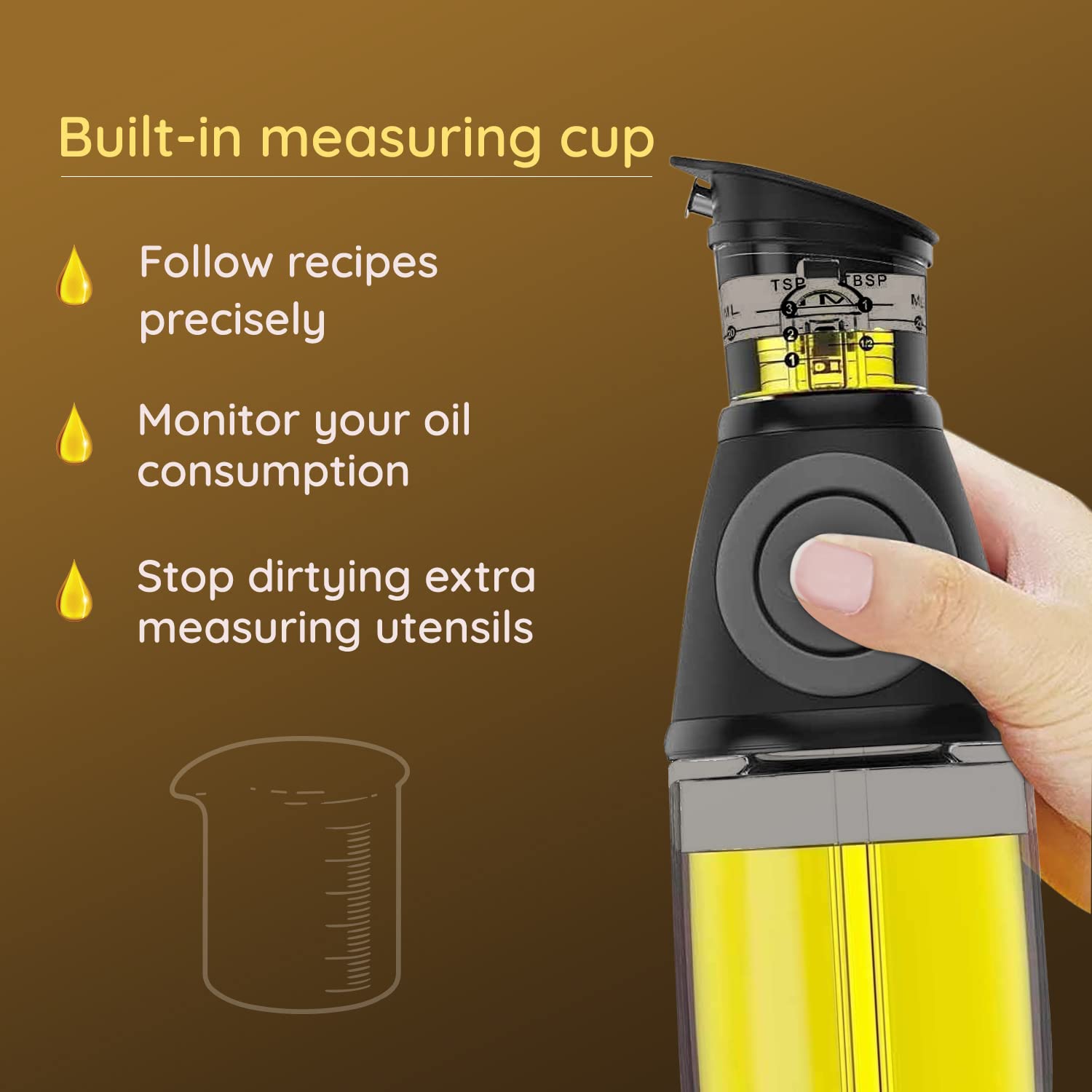 Belwares Olive Oil Dispenser Bottle for Kitchen - Oil and Vinegar Dispenser Set - Cooking Essentials: 17 oz & 8.5 oz Glass Bottles with Precision Pouring Measurements - Coffee Syrup Dispenser  - Like New
