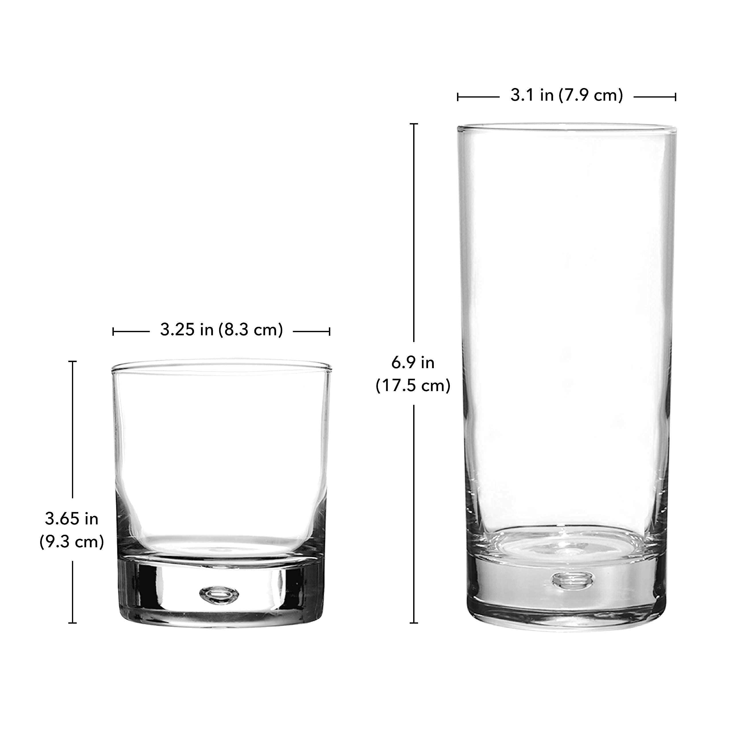 Drinking Glassware Set by Home Essentials & Beyond Set of 8 Tumbler and Rocks Glasses. 4 Tumbler Glasses 17oz, 4 Rock Glasses 10oz � For Cocktails, Whiskey, Ideal Holiday Gift.  - Like New