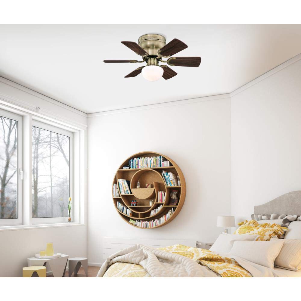 Ciata Lighting Petite 30-Inch Indoor Ceiling Fan with Dimmable LED Light Fixture in Opal Mushroom Glass with Reversible Blades  - Like New