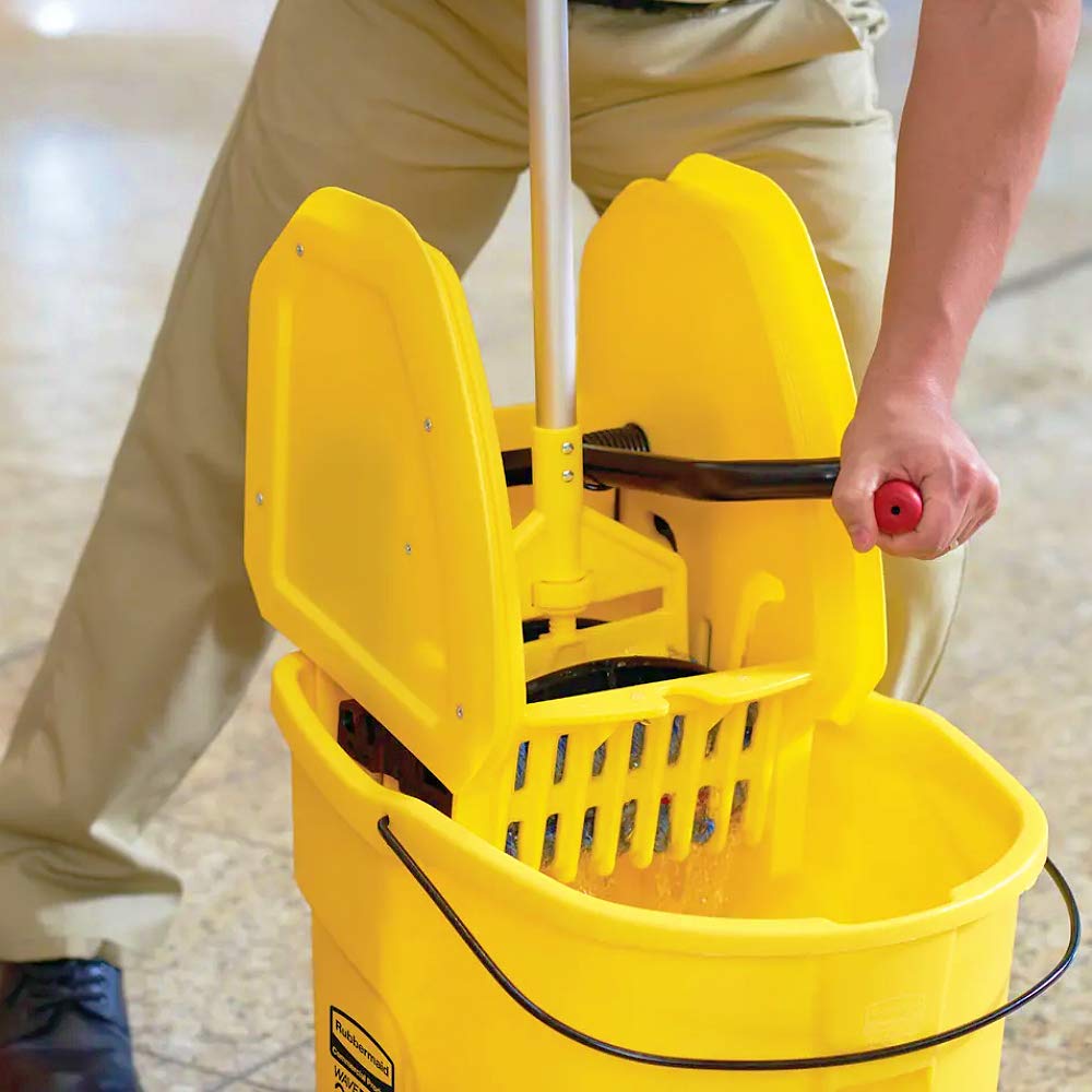 Rubbermaid Commercial WaveBrake QT Side-Press Mop Bucket and Wringer with Foot Drain  - Acceptable