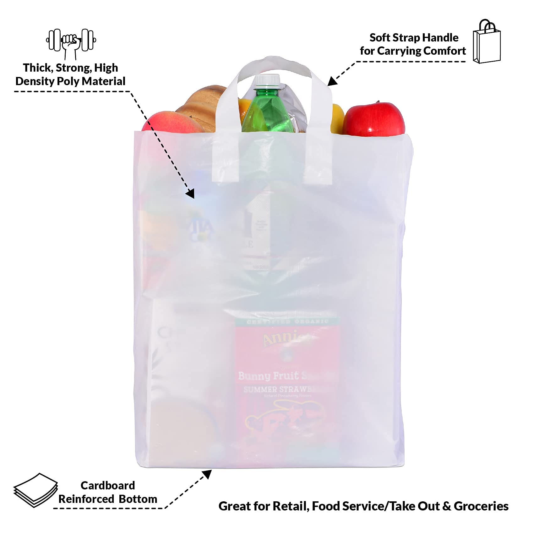 Prime Line Packaging Take Out Plastic Shopping Bags With Handles  - Like New