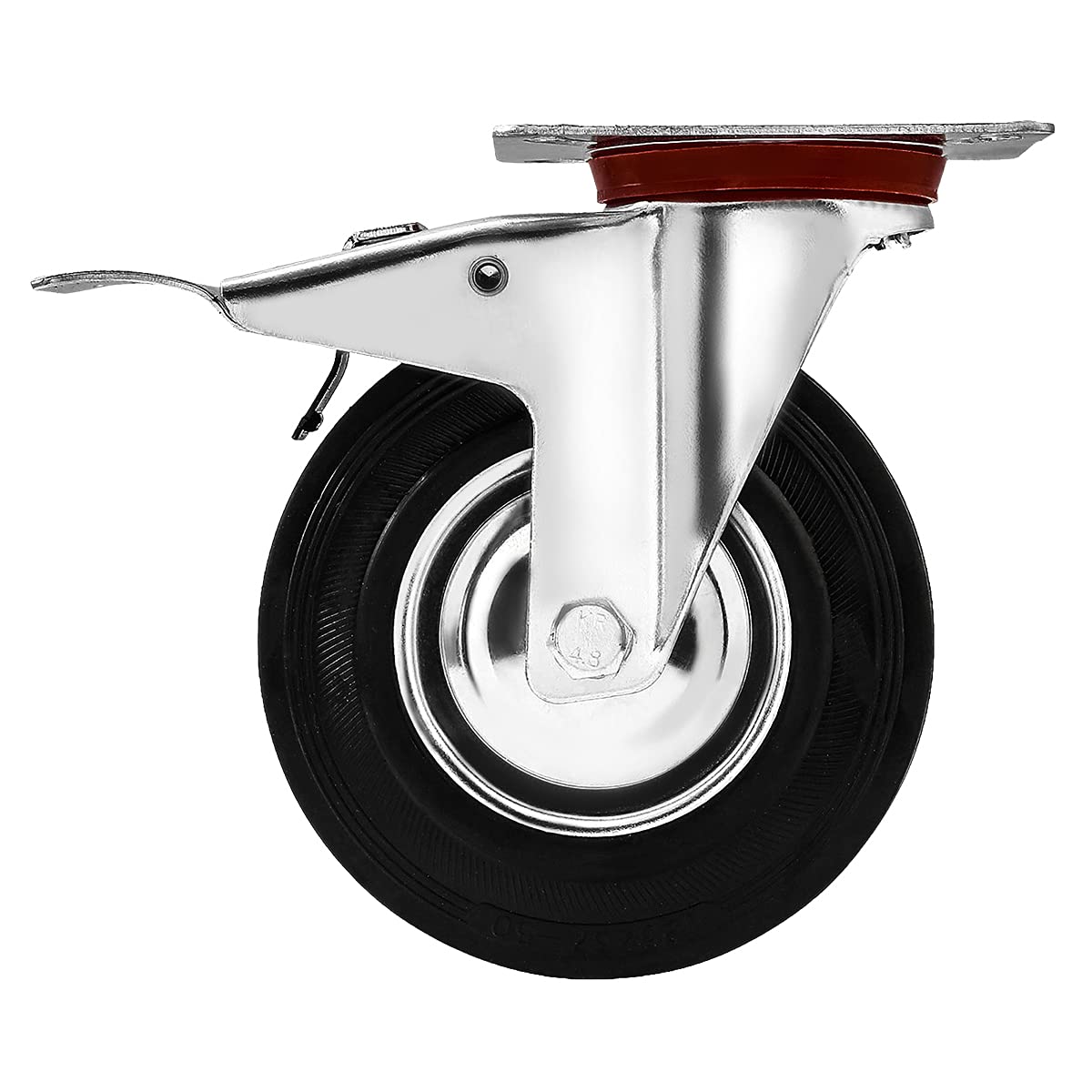 Online Best Service 4 Pack 5" Swivel Caster with Brake Wheels Rubber Base with Top Plate & Bearing Heavy Duty  - Like New